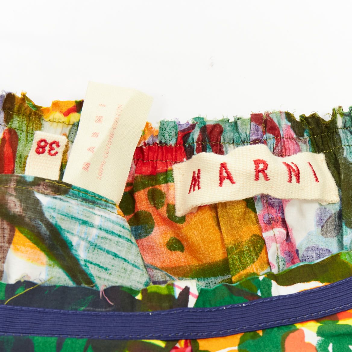 Marni MARNI purple multicolor floral cotton inverted pleat front knee skirt IT38 XS Size 26" / US 2 / IT 38 - 8 Thumbnail