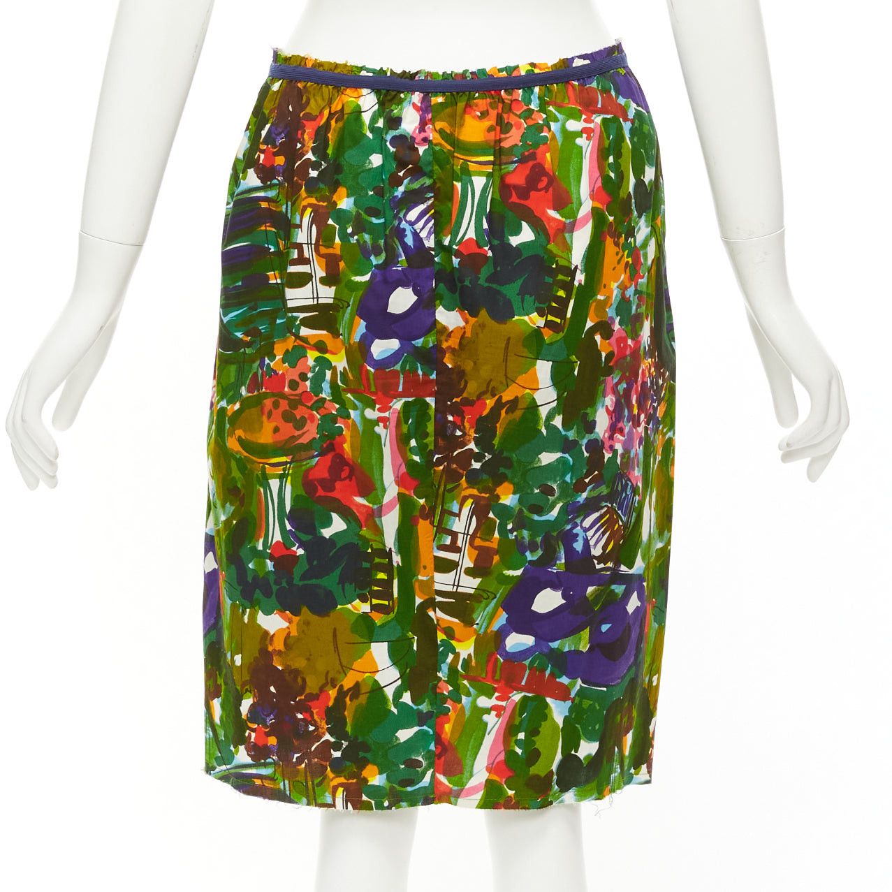 Marni MARNI purple multicolor floral cotton inverted pleat front knee skirt IT38 XS Size 26" / US 2 / IT 38 - 5 Thumbnail