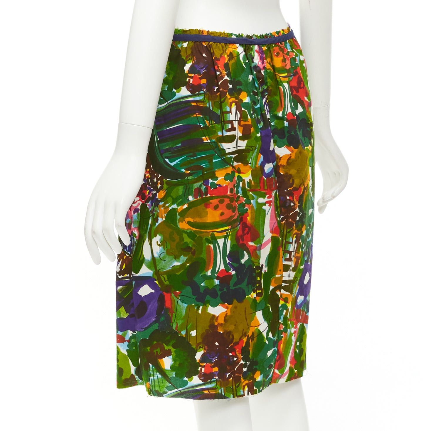 Marni MARNI purple multicolor floral cotton inverted pleat front knee skirt IT38 XS Size 26" / US 2 / IT 38 - 6 Thumbnail