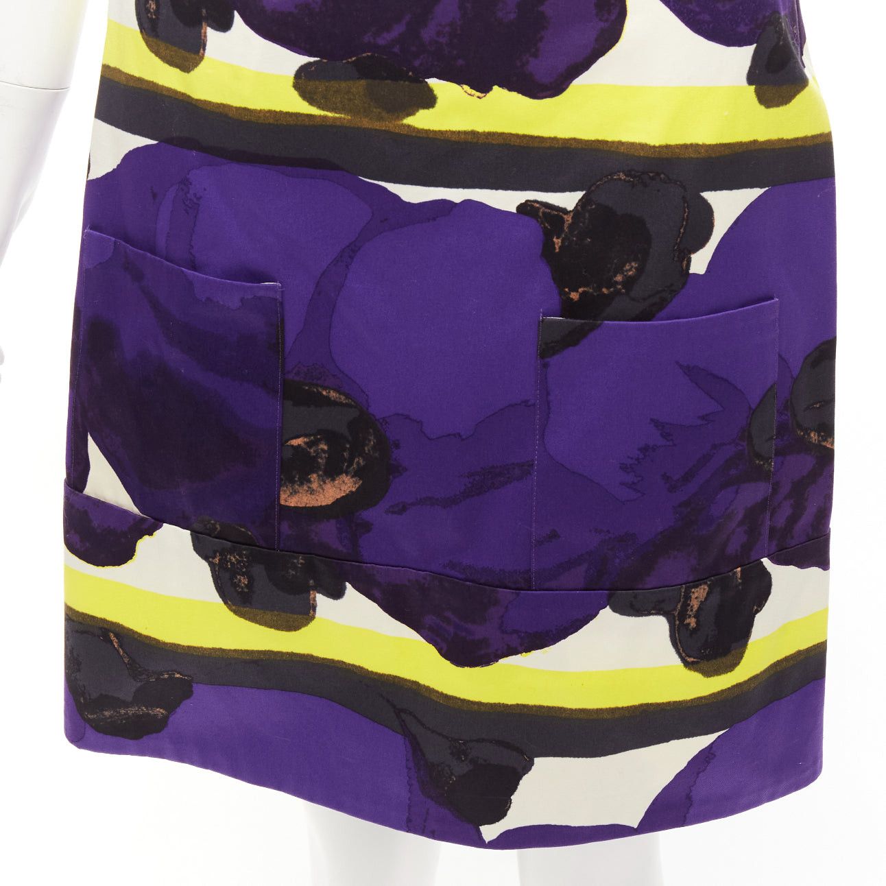 Marni MARNI purple yellow orchid floral print cotton high waist mini skirt IT38 XS Size 26" / US 2 / IT 38 - 7 Thumbnail