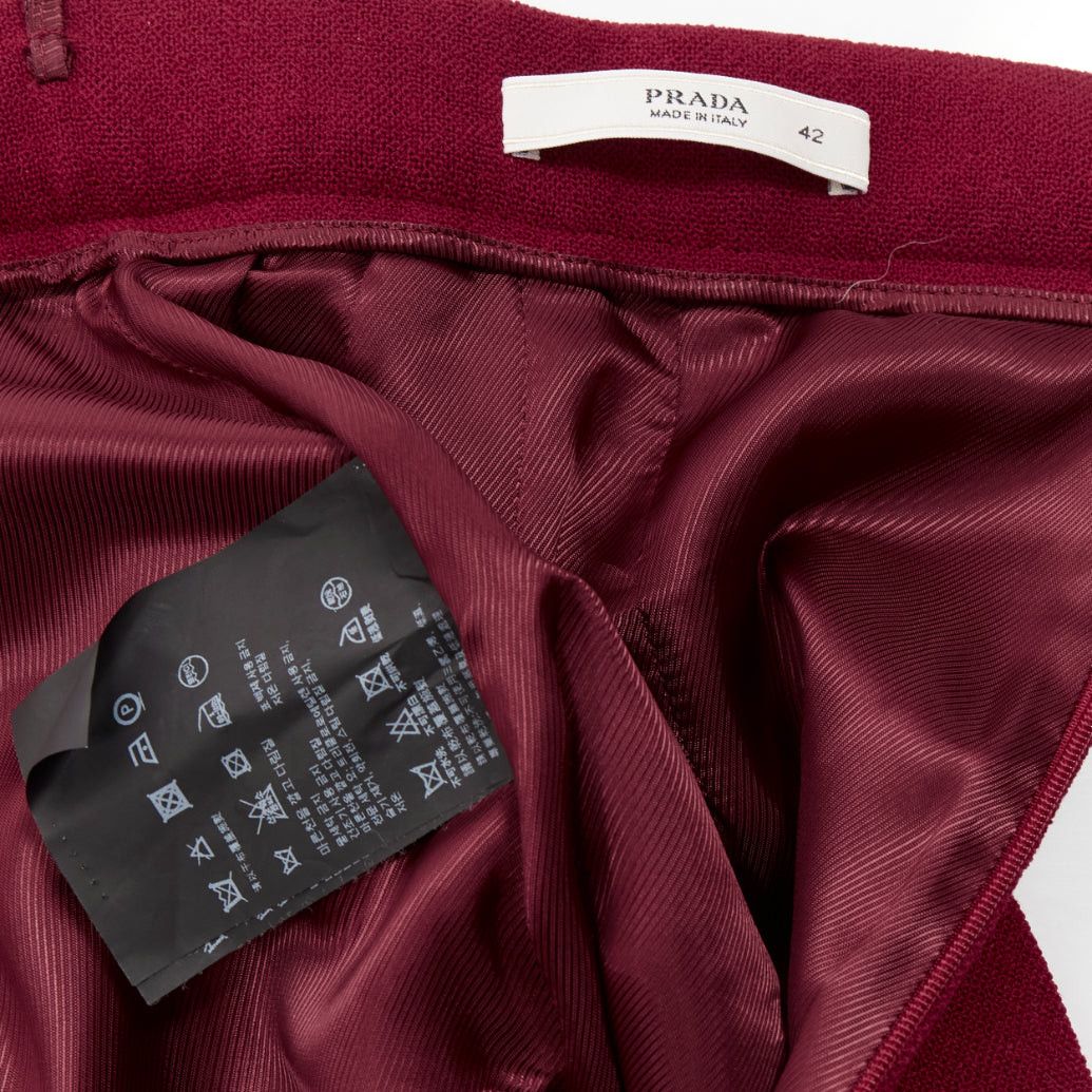 Prada PRADA 2009 crimson red virgin wool blend crinkle effect crepe mini skirt IT42 M Size 28" / US 6 / IT 42 - 8 Thumbnail