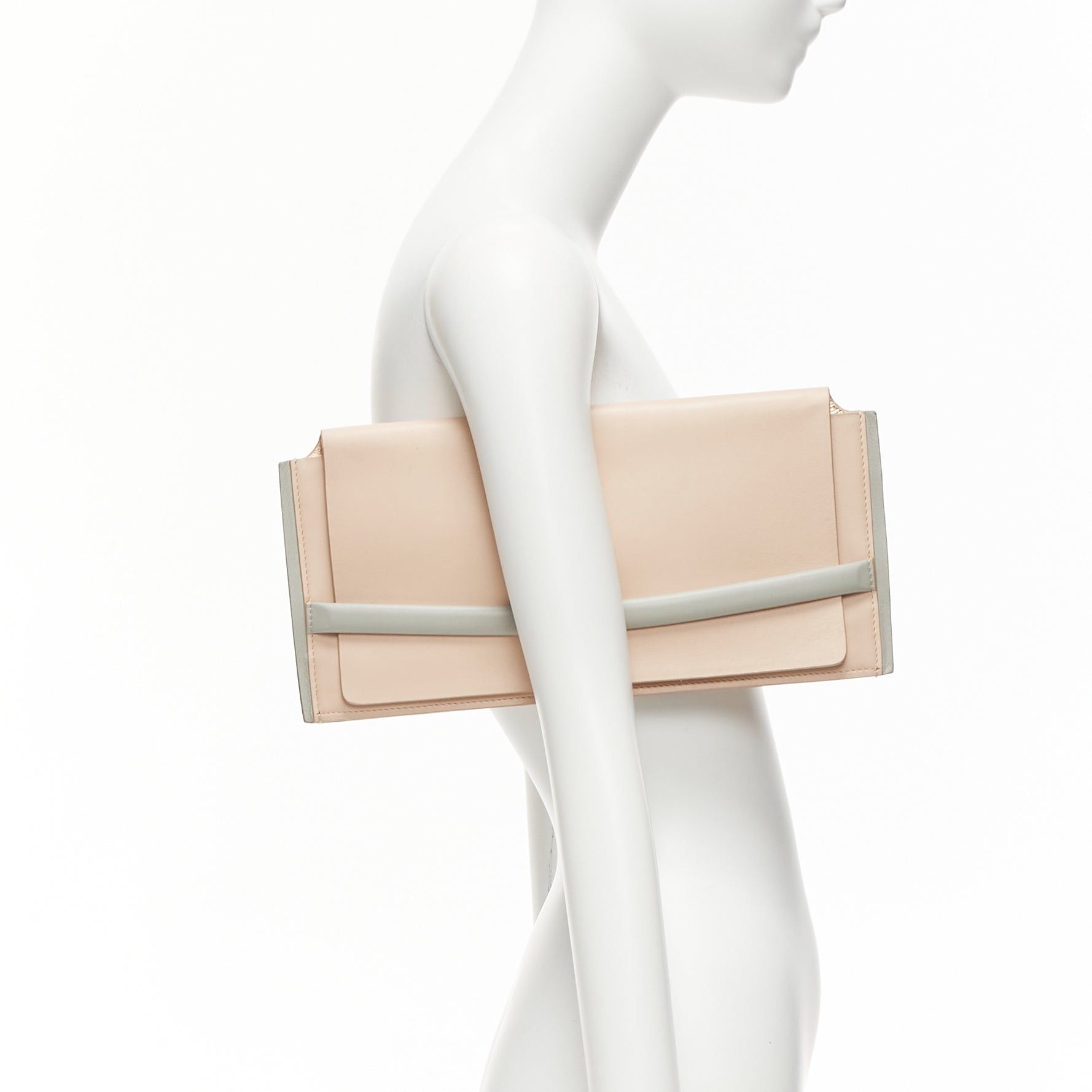 Jil Sander JIL SANDER pink grey smooth leather loop through envelope long clutch bag Size ONE SIZE - 2 Thumbnail