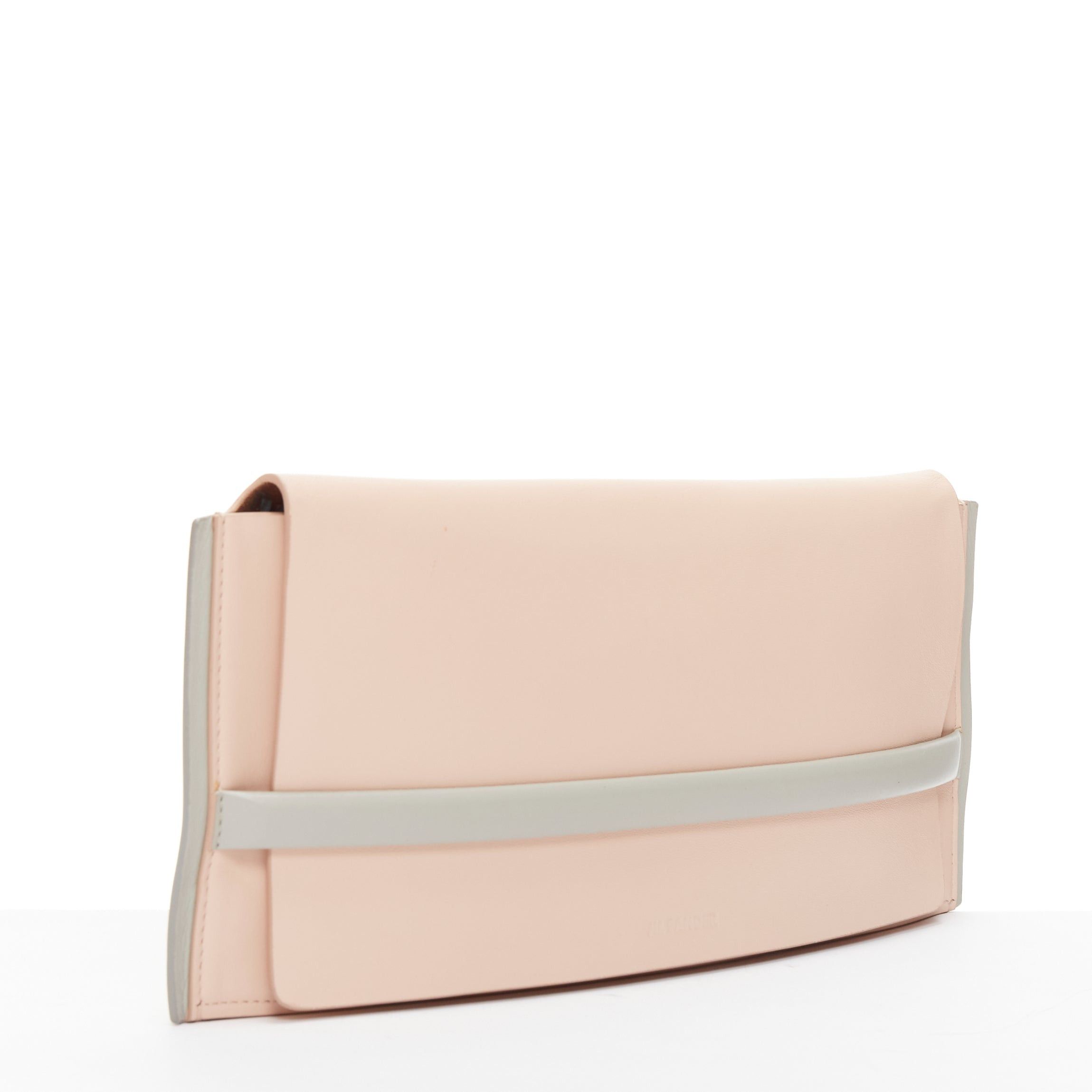 Jil Sander JIL SANDER pink grey smooth leather loop through envelope long clutch bag Size ONE SIZE - 3 Thumbnail