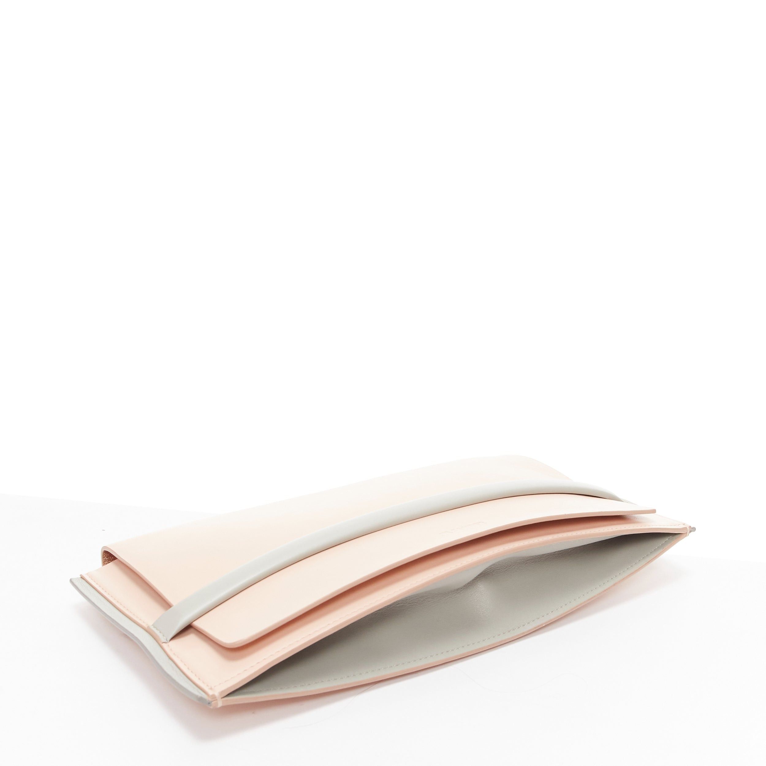 Jil Sander JIL SANDER pink grey smooth leather loop through envelope long clutch bag Size ONE SIZE - 6 Thumbnail
