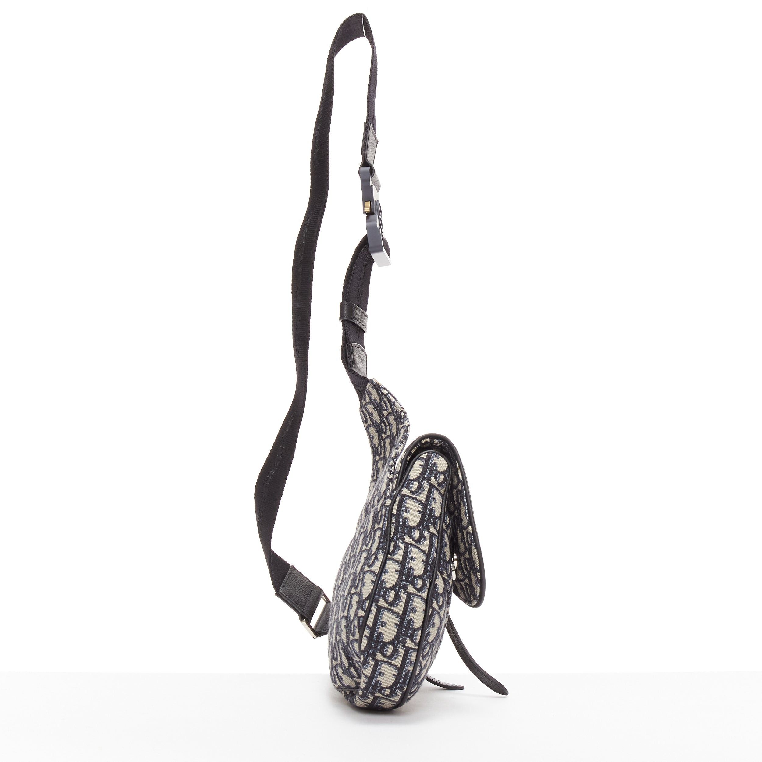 Dior CHRISTIAN DIOR blue black CD logo monogram oblique canvas sadde shoulder bag Size ONE SIZE - 4 Thumbnail