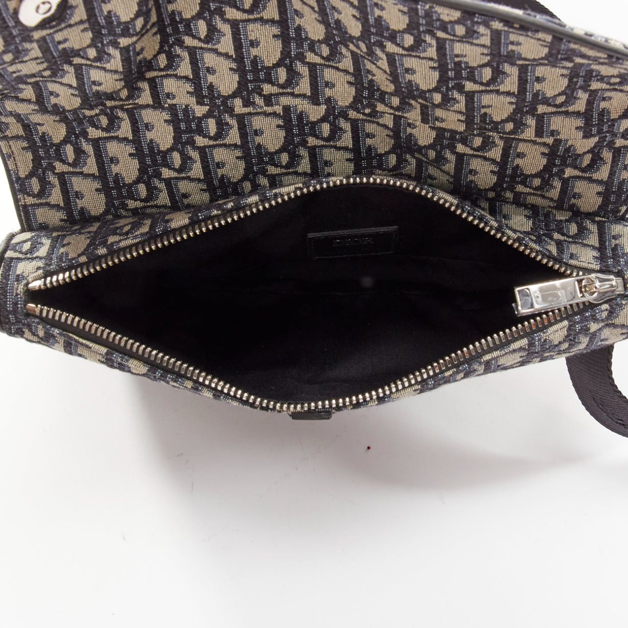 Dior CHRISTIAN DIOR blue black CD logo monogram oblique canvas sadde shoulder bag Size ONE SIZE - 9 Thumbnail
