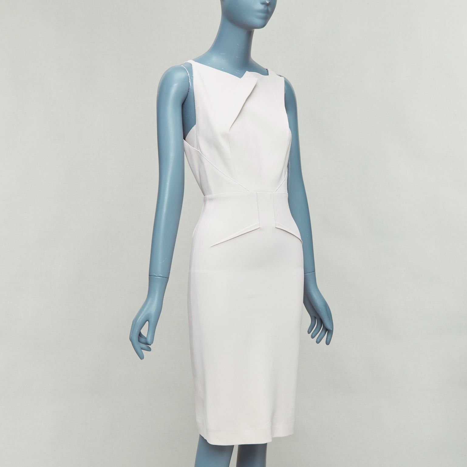 Roland Mouret ROLAND MOURET beige origami pleat back zip shift dress UK8 S Size S / US 4 / IT 40 - 3 Thumbnail