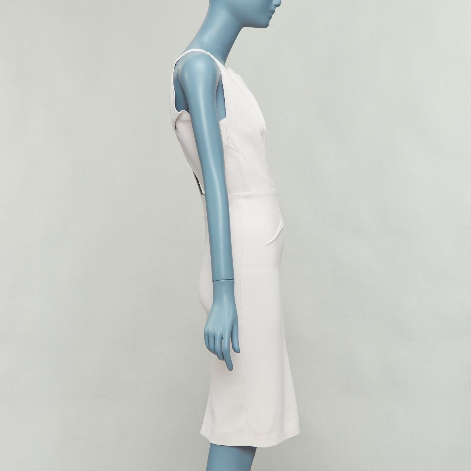 Roland Mouret ROLAND MOURET beige origami pleat back zip shift dress UK8 S Size S / US 4 / IT 40 - 4 Thumbnail