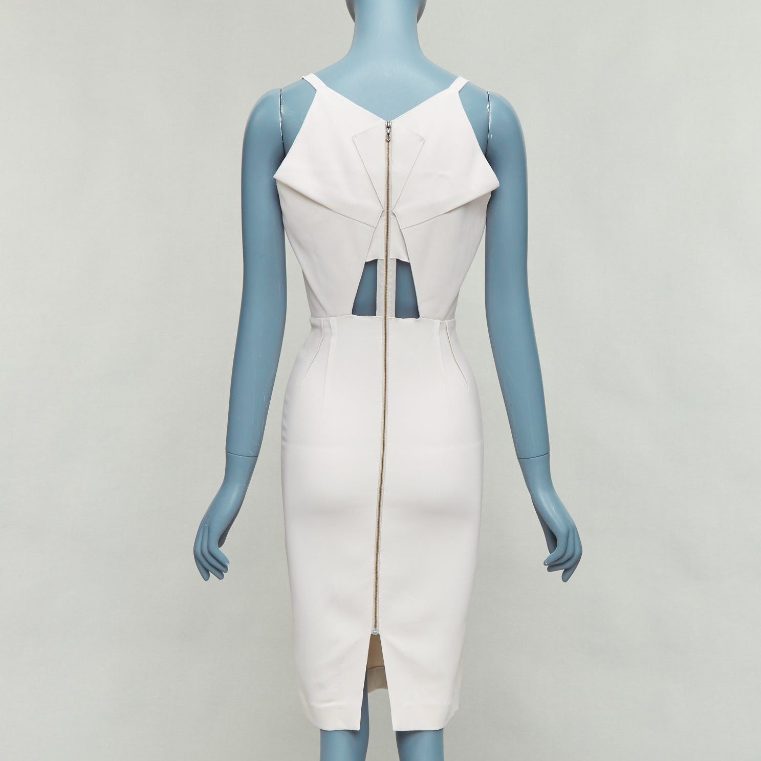 Roland Mouret ROLAND MOURET beige origami pleat back zip shift dress UK8 S Size S / US 4 / IT 40 - 2 Thumbnail