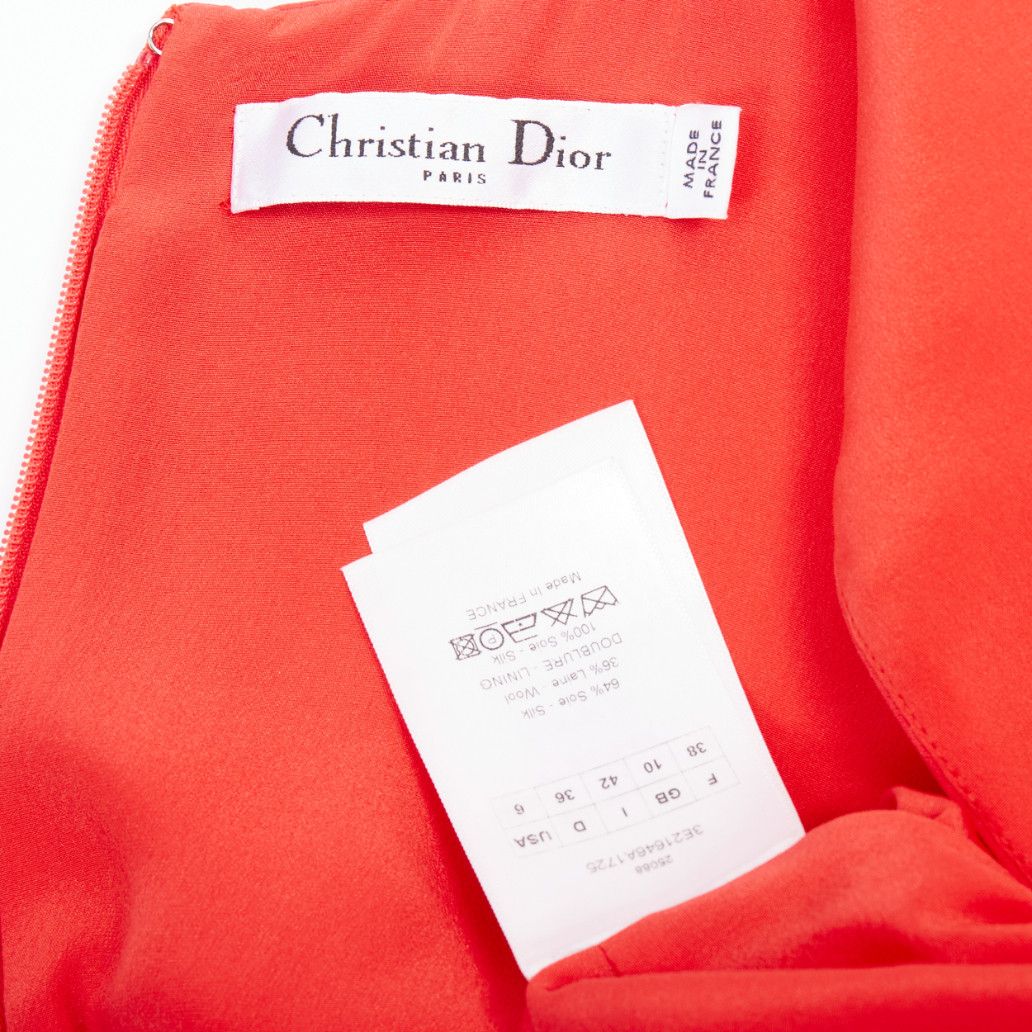 Dior DIOR Raf Simons red silk wool drape side crew neck mini shift dress FR38 M Size M / US 6-8 / IT 42-44 - 7 Thumbnail