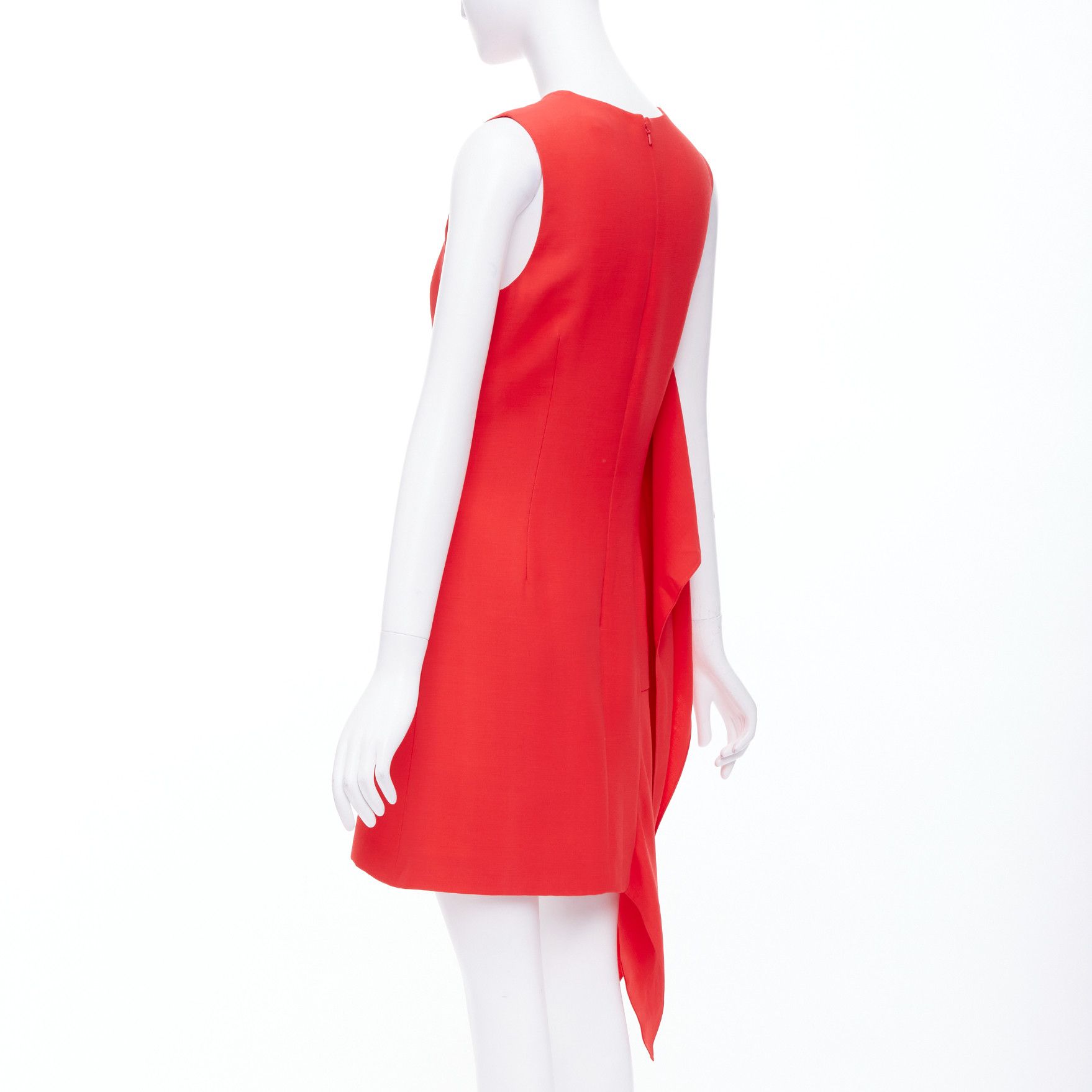 Dior DIOR Raf Simons red silk wool drape side crew neck mini shift dress FR38 M Size M / US 6-8 / IT 42-44 - 5 Thumbnail