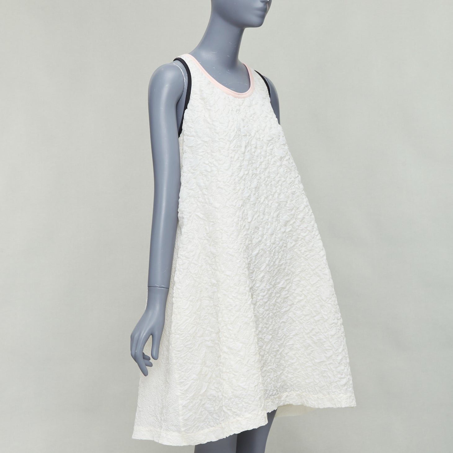 Fendi FENDI white pink black silk blend cloque babydoll tent dress IT38 XS Size XS / US 0-2 / IT 36-38 - 3 Thumbnail