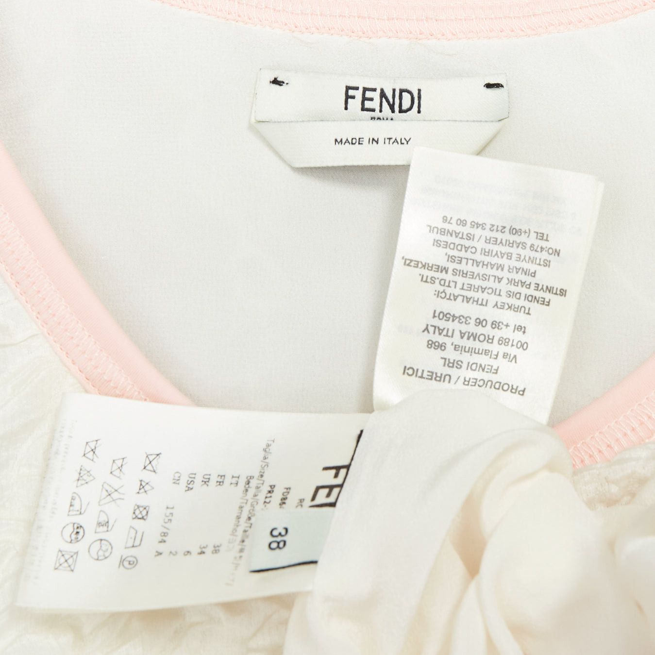 Fendi FENDI white pink black silk blend cloque babydoll tent dress IT38 XS Size XS / US 0-2 / IT 36-38 - 8 Thumbnail