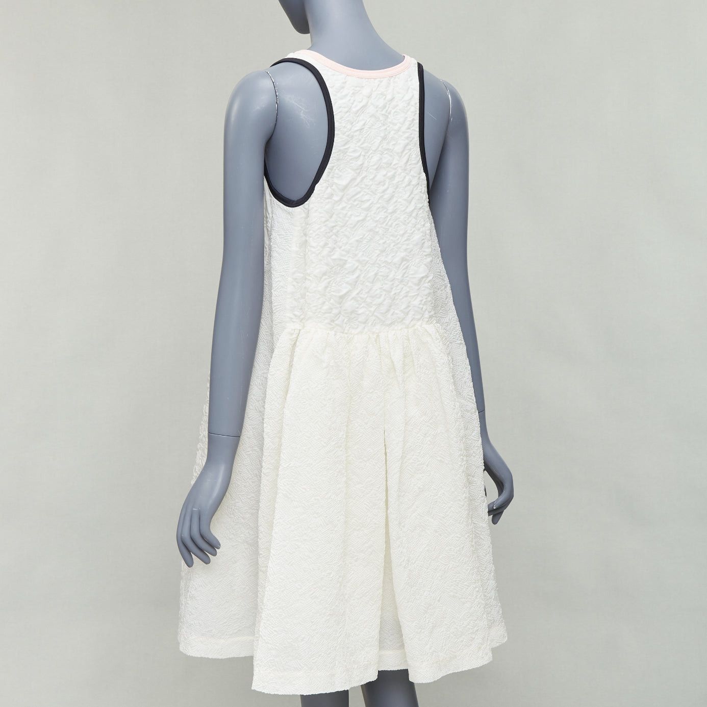 Fendi FENDI white pink black silk blend cloque babydoll tent dress IT38 XS Size XS / US 0-2 / IT 36-38 - 6 Thumbnail