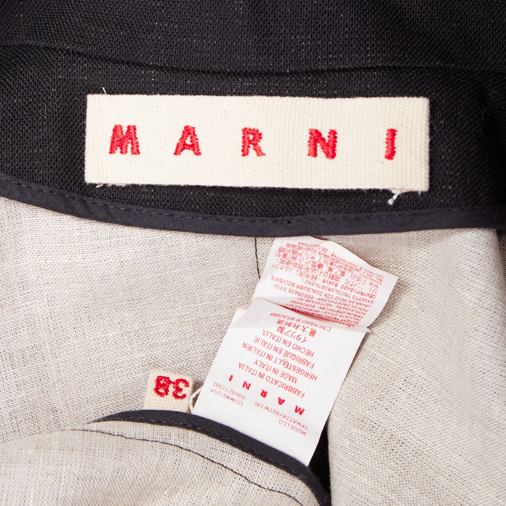 Marni MARNI black wool linen frayed edge double breasted long coat IT38 XS Size XS / US 0-2 / IT 36-38 - 8 Thumbnail