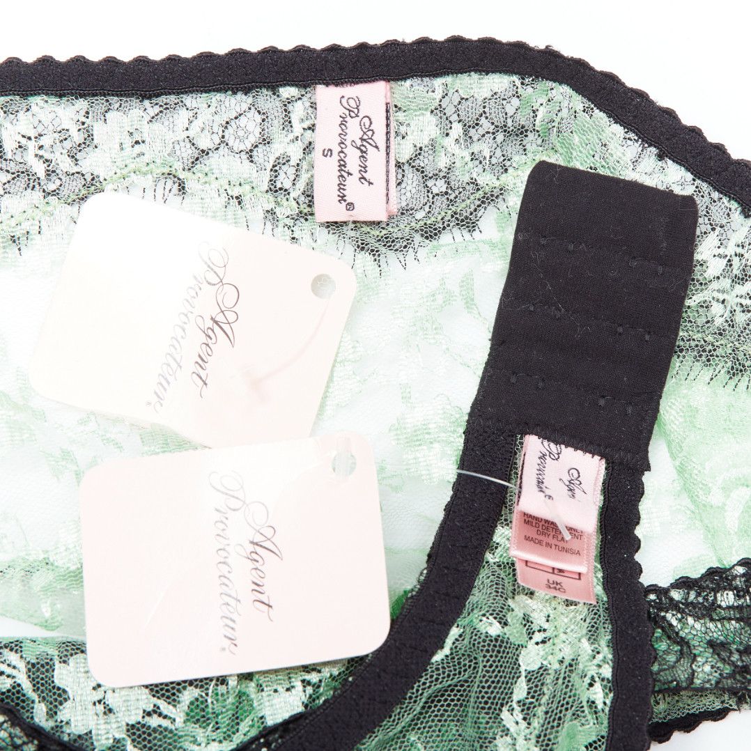 Agent Provocateur AGENT PROVOCATEUR mint green lace black bow bra panty set FR90C Size ONE SIZE - 8 Thumbnail