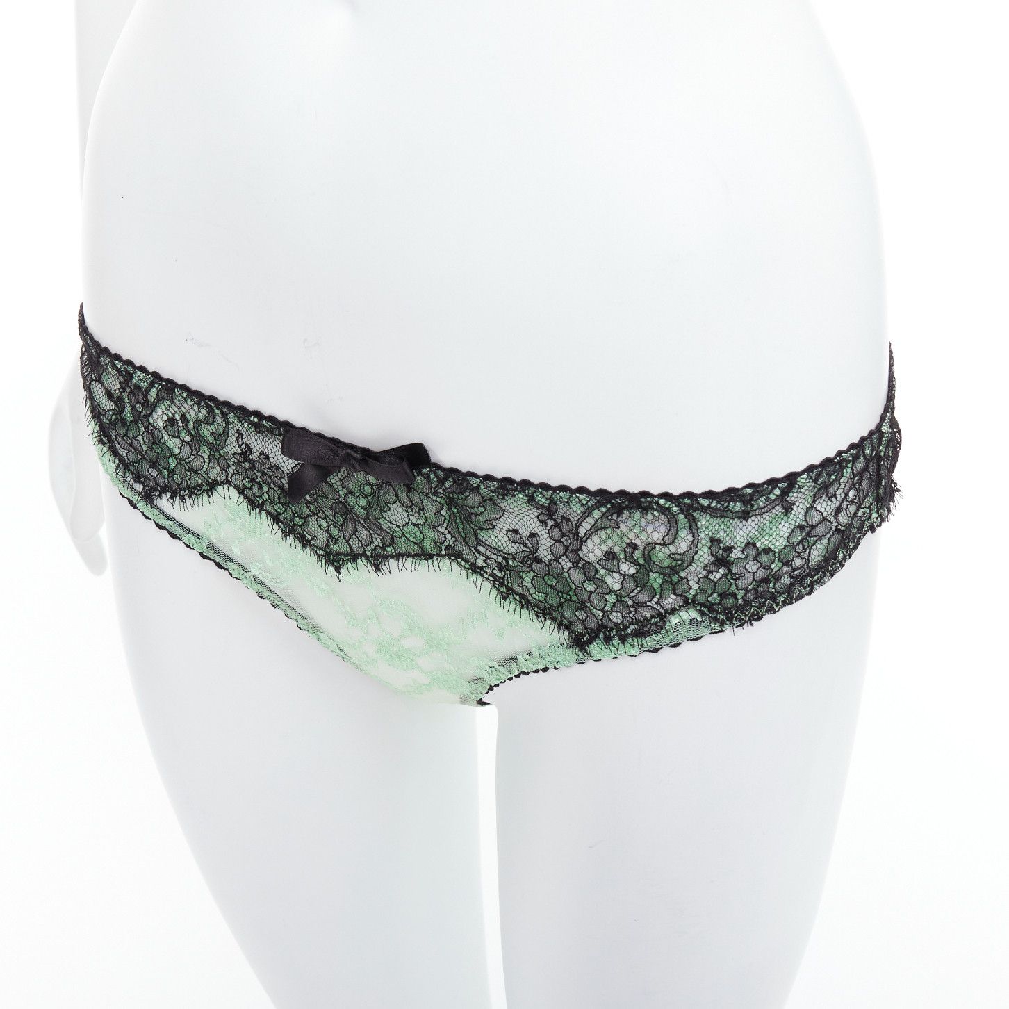 Agent Provocateur AGENT PROVOCATEUR mint green lace black bow bra panty set FR90C Size ONE SIZE - 7 Thumbnail