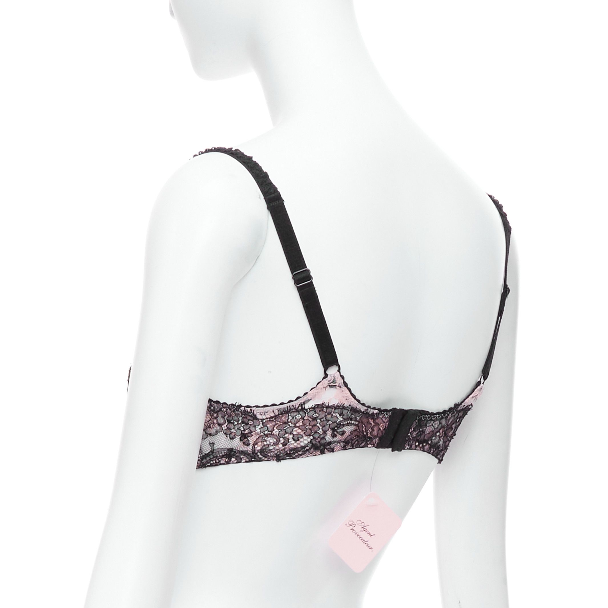 Agent Provocateur AGENT PROVOCATEUR Knickers Forever black lace pink trim bra FR90C Size ONE SIZE - 6 Thumbnail
