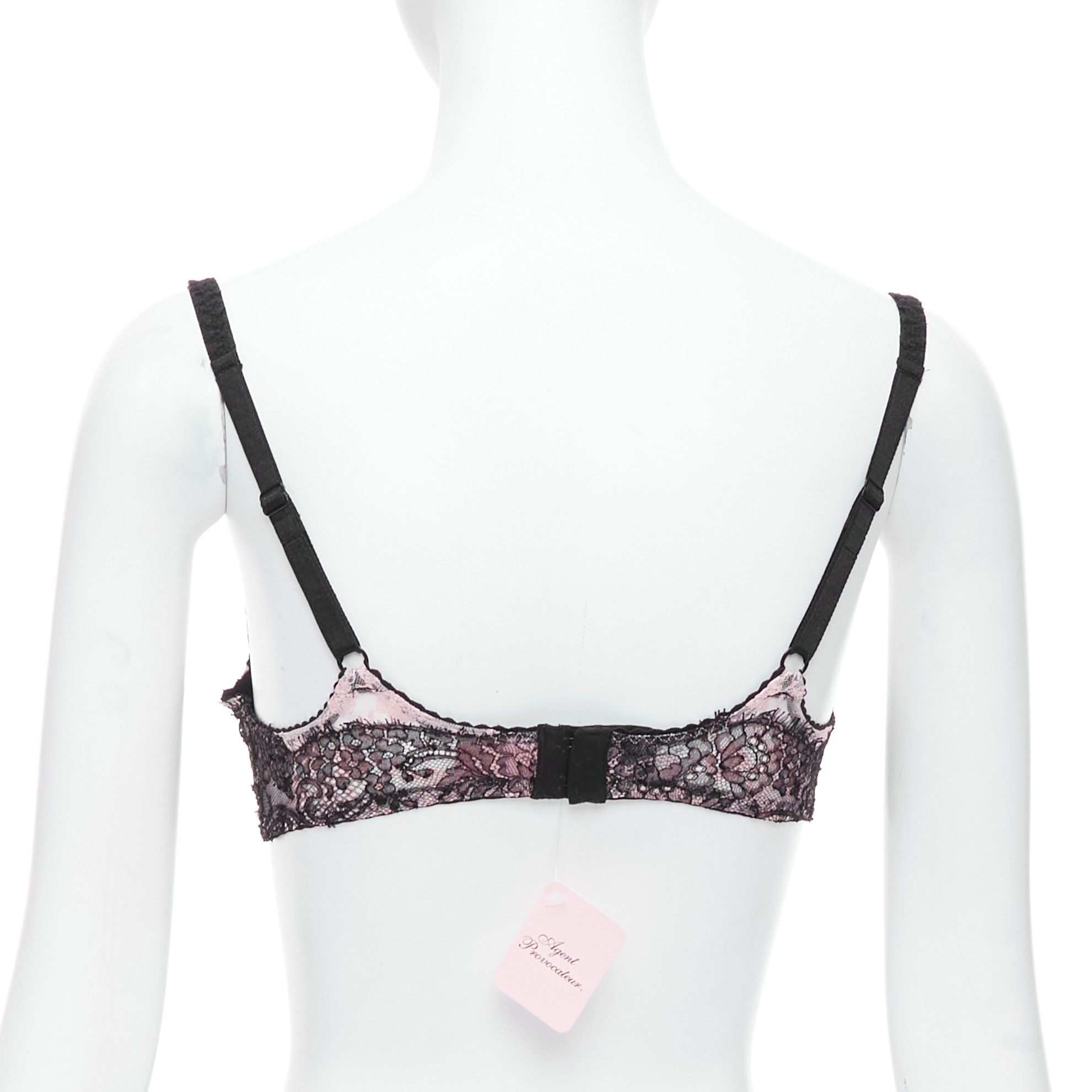 Agent Provocateur AGENT PROVOCATEUR Knickers Forever black lace pink trim bra FR90C Size ONE SIZE - 5 Thumbnail