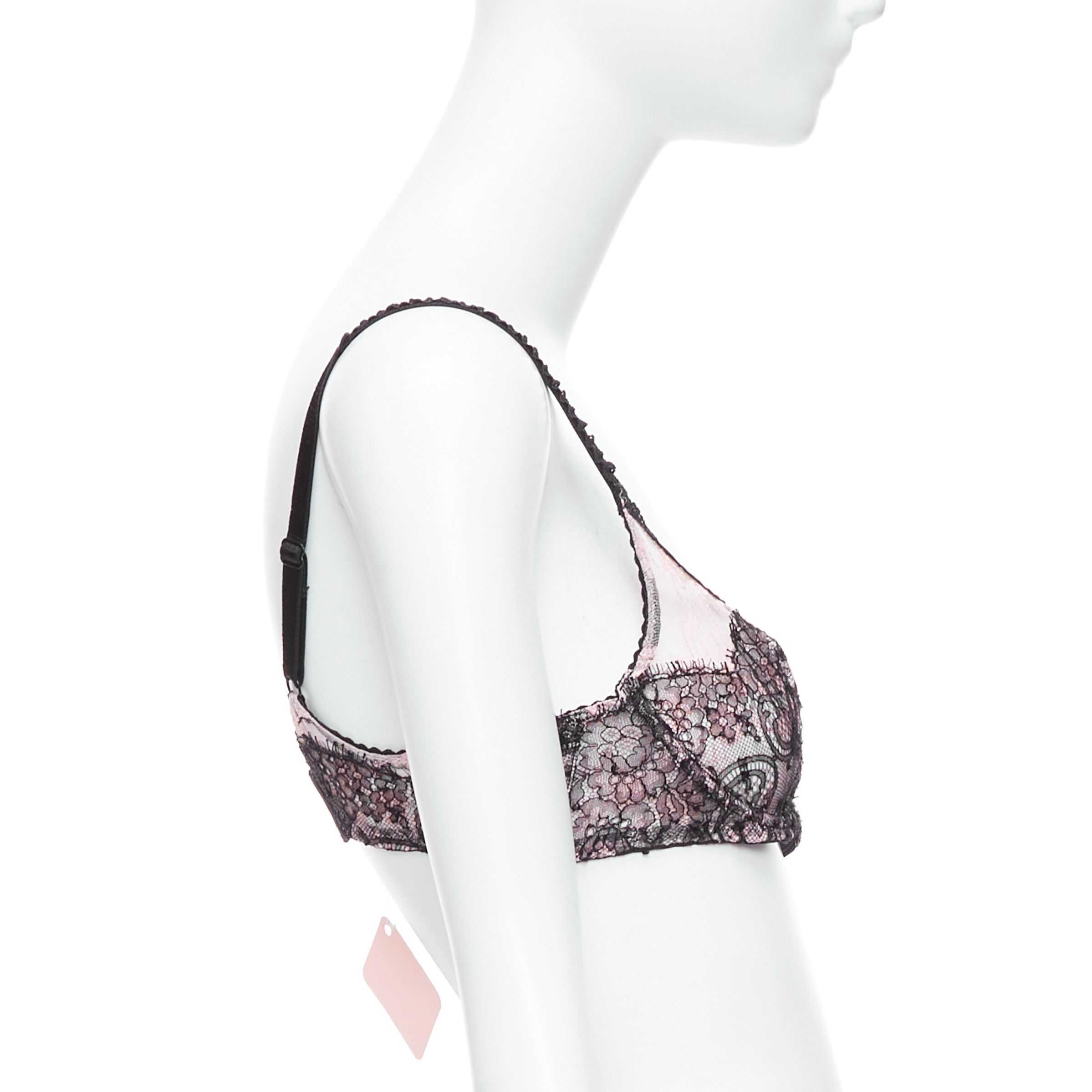 Agent Provocateur AGENT PROVOCATEUR Knickers Forever black lace pink trim bra FR90C Size ONE SIZE - 4 Thumbnail