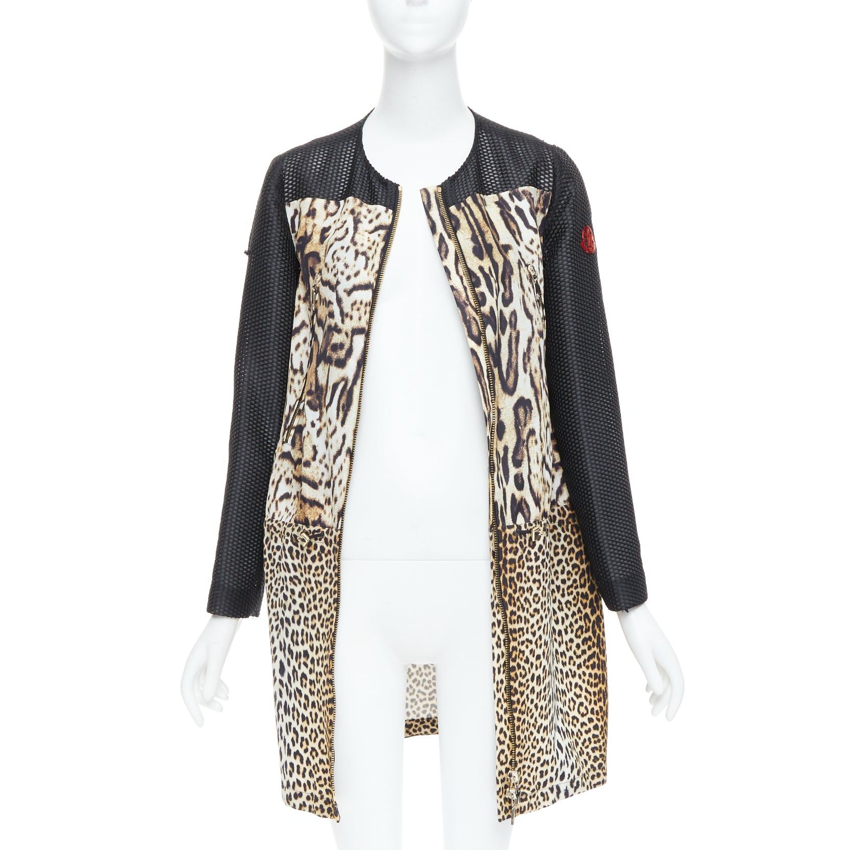 Moncler MONCLER Gamme Rouge Runway brown black leopard print mesh long coat Sz0 Size S / US 4 / IT 40 - 3 Thumbnail