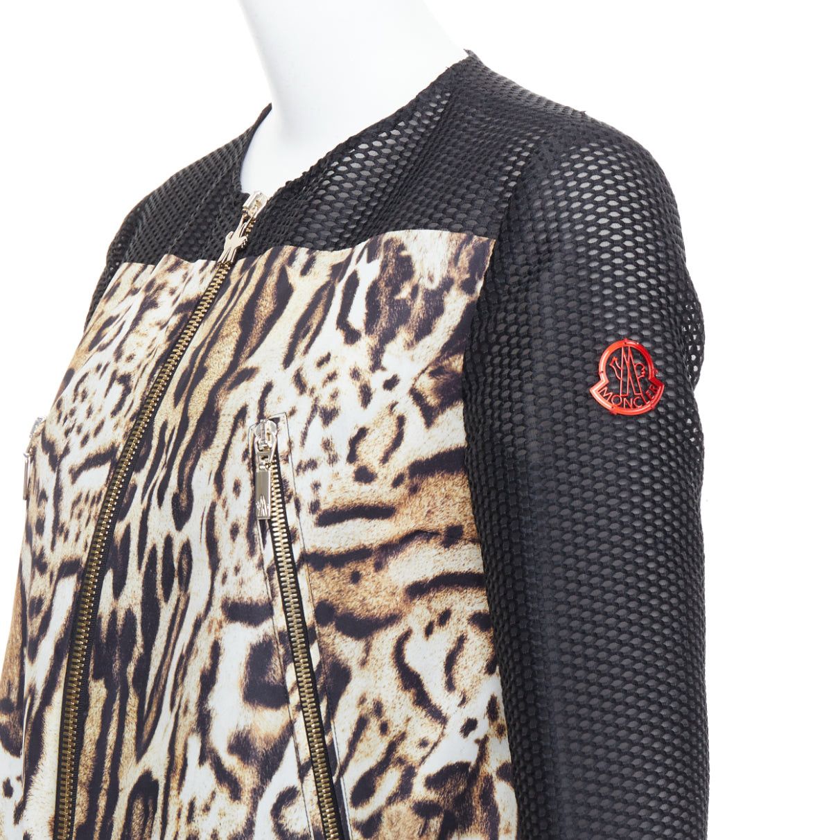Moncler MONCLER Gamme Rouge Runway brown black leopard print mesh long coat Sz0 Size S / US 4 / IT 40 - 2 Thumbnail