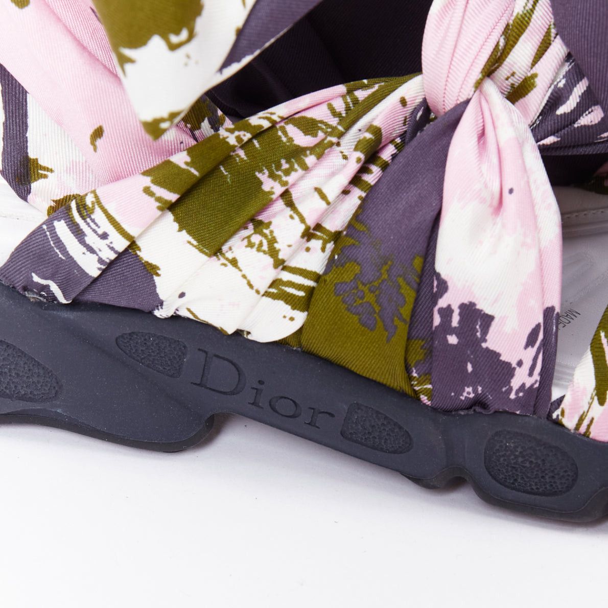 Dior CHRISTIAN DIOR Raf Simons 2015 Brooklyn pink green scarf gladiator sandals EU38 Size US 8 / IT 38 - 7 Thumbnail