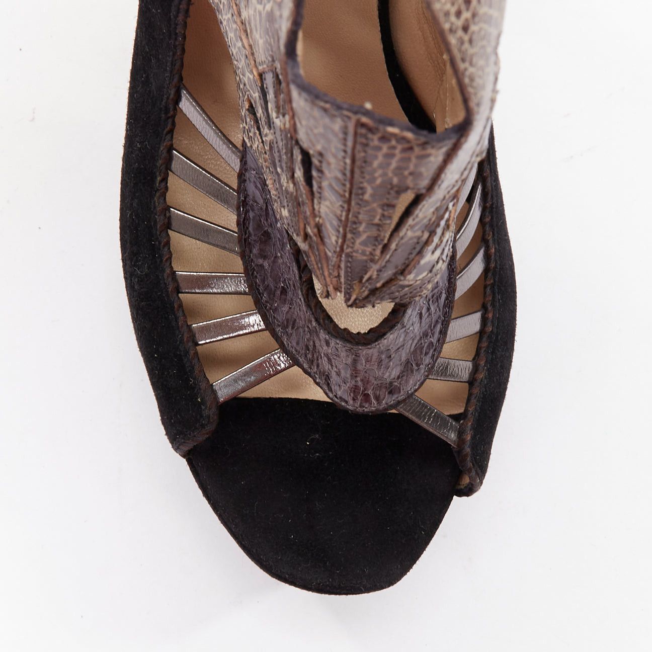 Nicholas Kirkwood NICHOLAS KIRKWOOD brown black scaled leather platform sandals EU37.5 Size US 7.5 / IT 37.5 - 6 Thumbnail