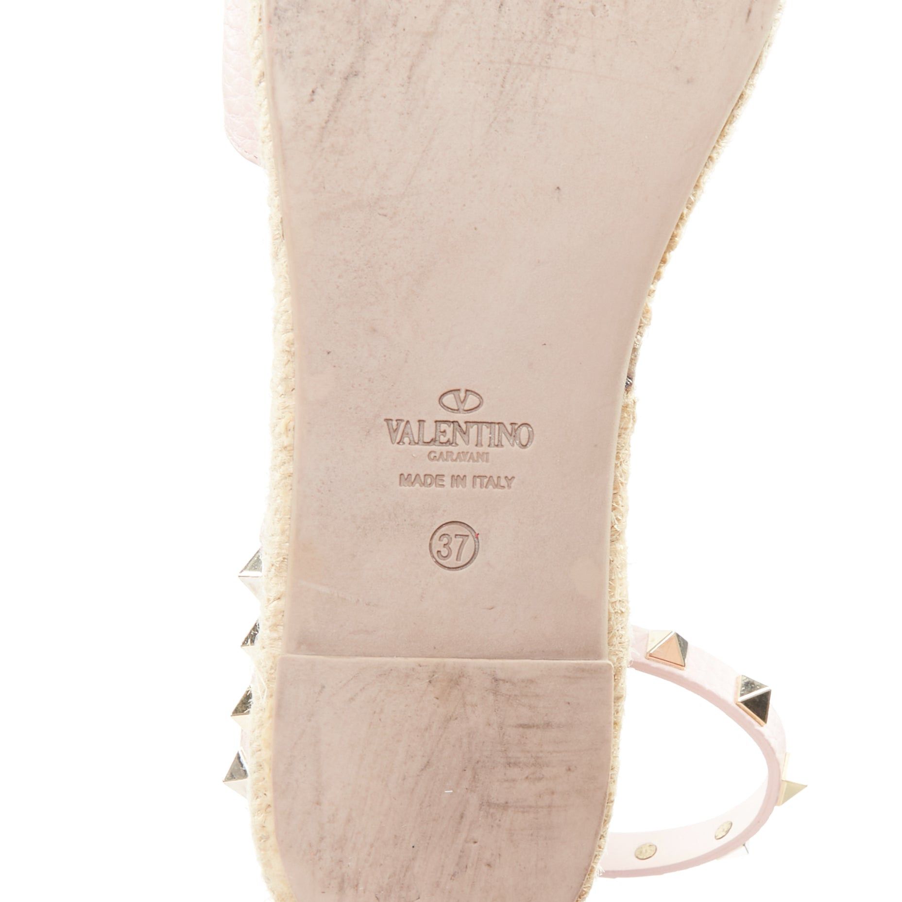 Valentino VALENTINO Rockstud pink leather gold studs espadrille sandals EU37 Size US 7 / IT 37 - 10 Thumbnail