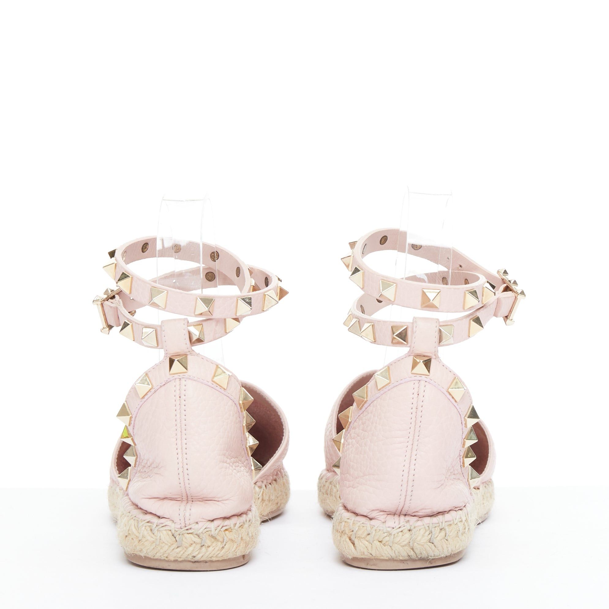 Valentino VALENTINO Rockstud pink leather gold studs espadrille sandals EU37 Size US 7 / IT 37 - 5 Thumbnail