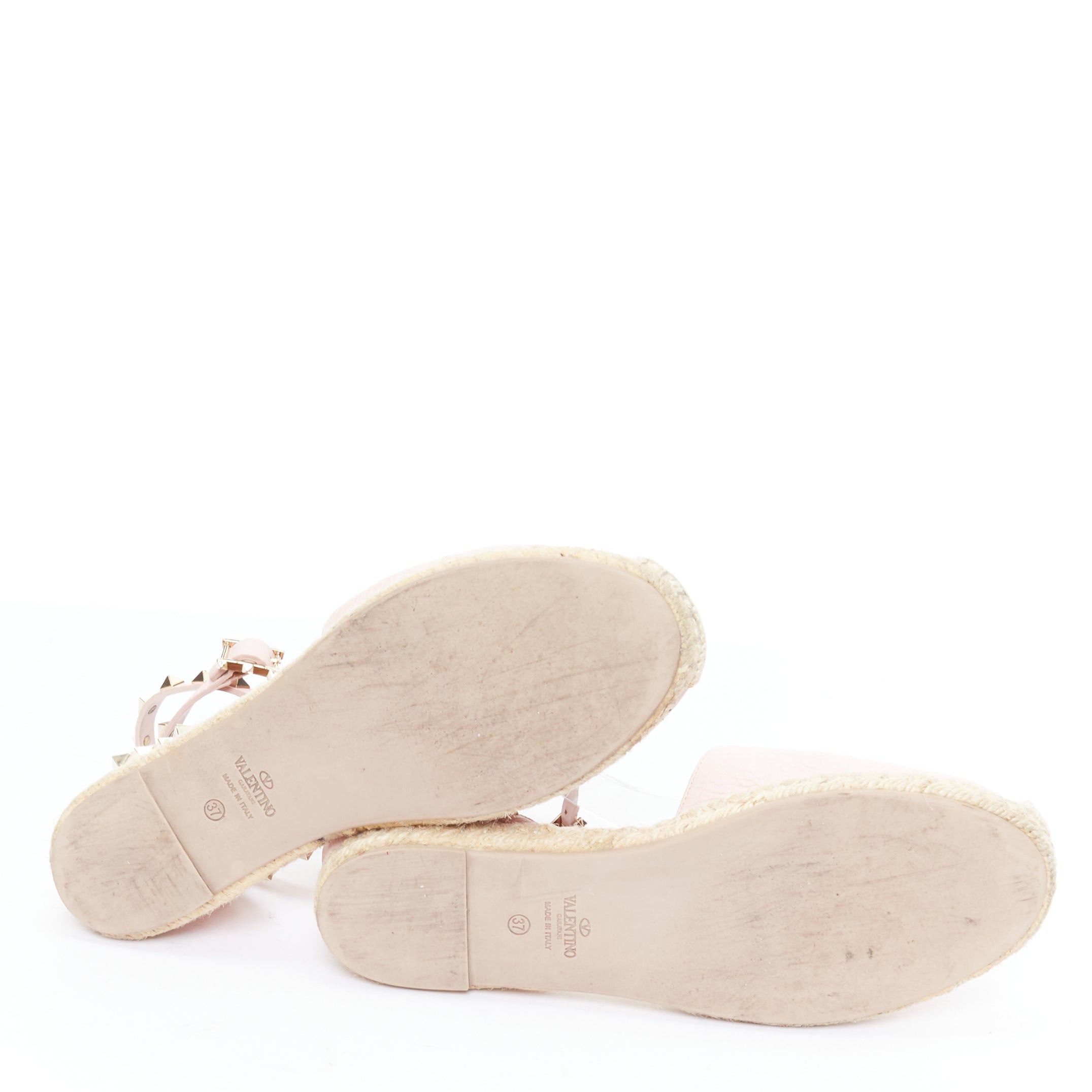 Valentino VALENTINO Rockstud pink leather gold studs espadrille sandals EU37 Size US 7 / IT 37 - 11 Thumbnail