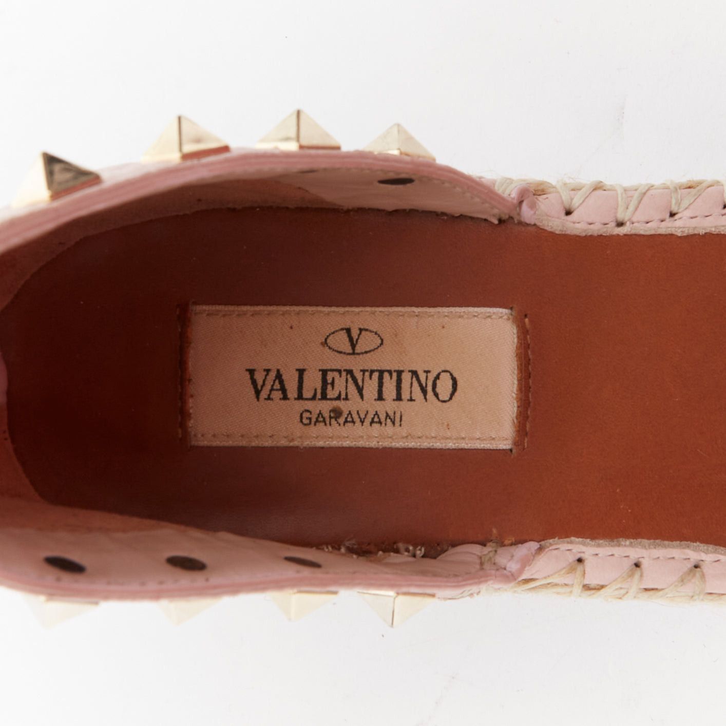 Valentino VALENTINO Rockstud pink leather gold studs espadrille sandals EU37 Size US 7 / IT 37 - 9 Thumbnail