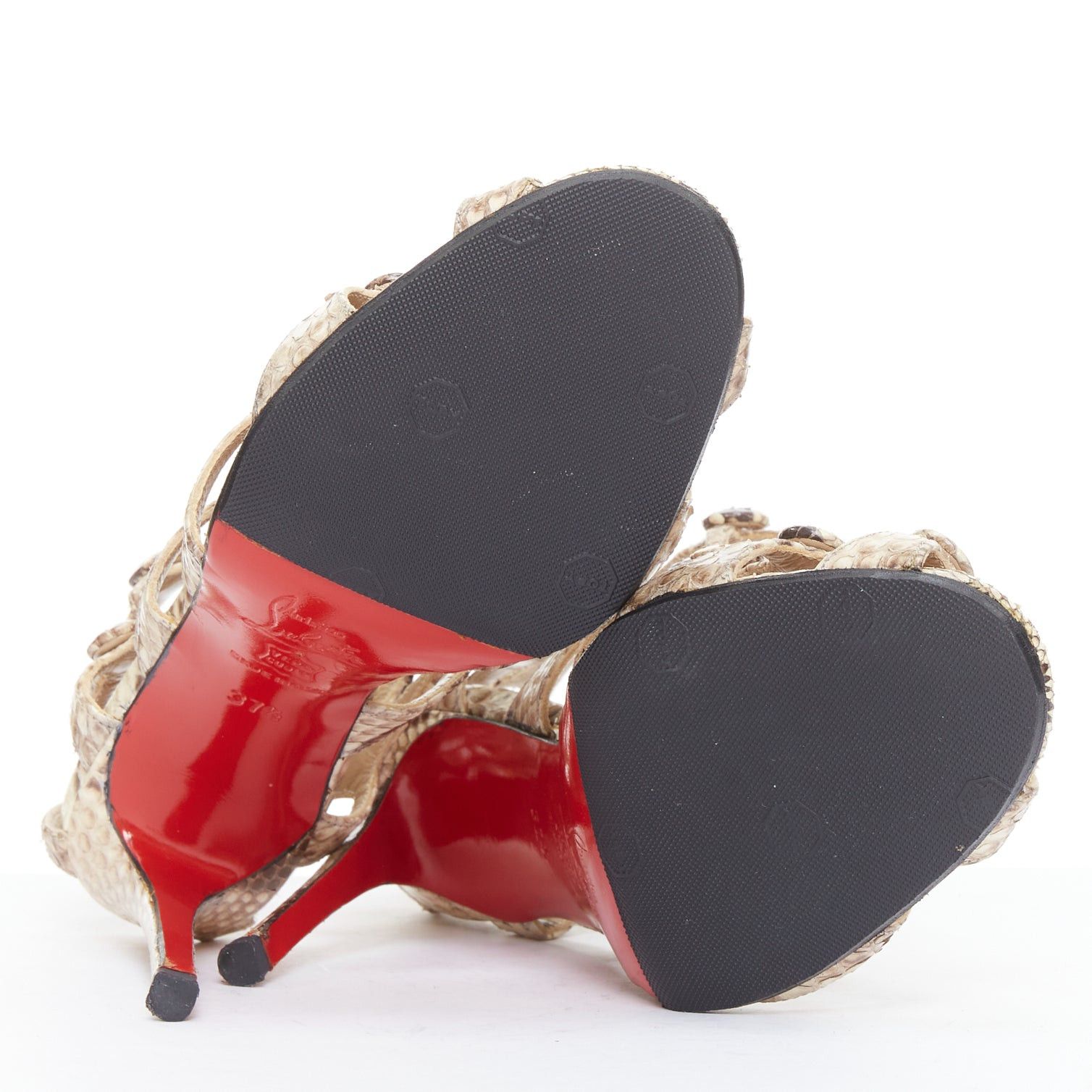 Christian Louboutin CHRISTIAN LOUBOUTIN Neuron 100 scaled leather cage gladiator sandals EU37.5 Size US 7.5 / IT 37.5 - 11 Thumbnail