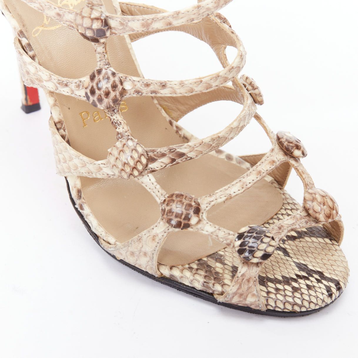 Christian Louboutin CHRISTIAN LOUBOUTIN Neuron 100 scaled leather cage gladiator sandals EU37.5 Size US 7.5 / IT 37.5 - 7 Thumbnail
