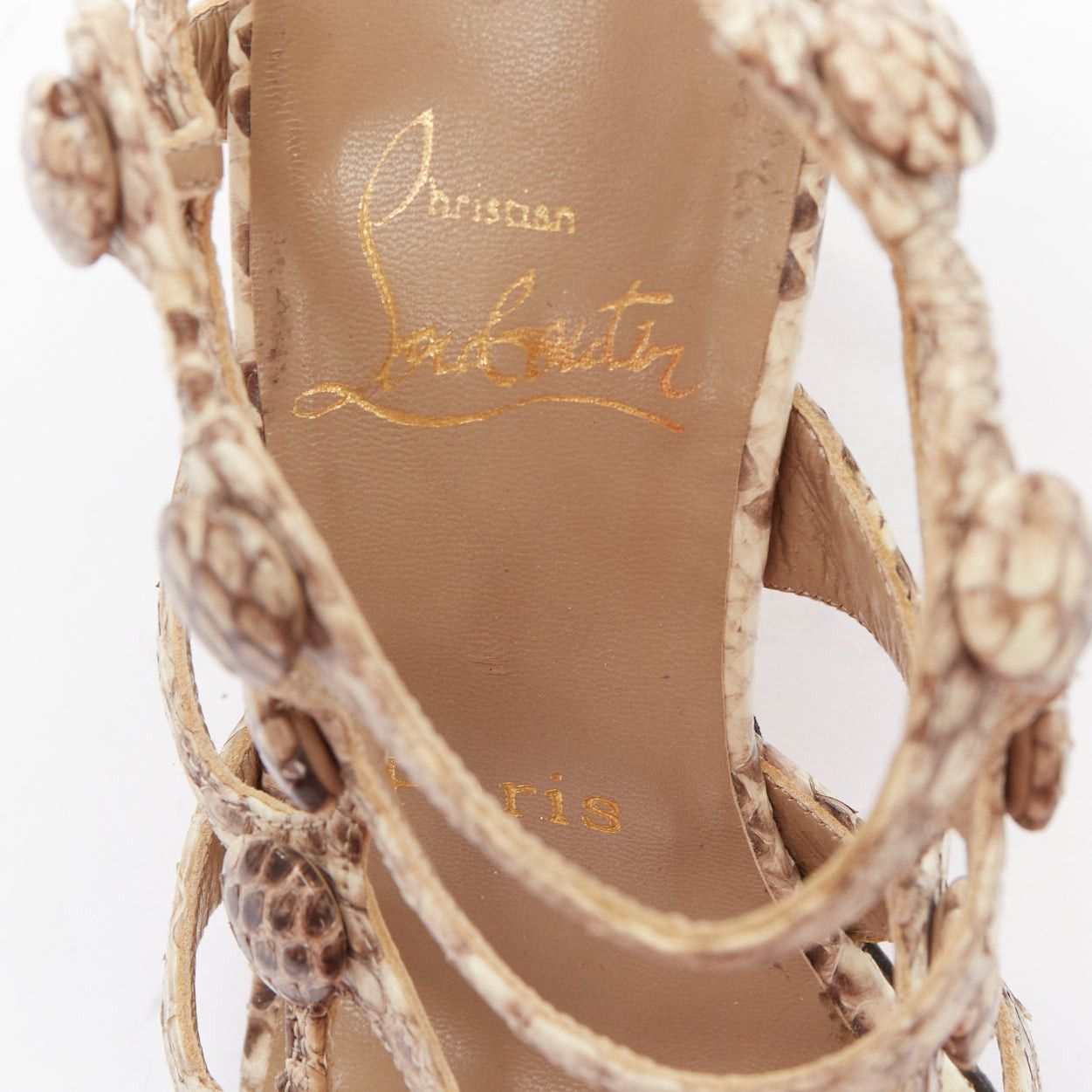 Christian Louboutin CHRISTIAN LOUBOUTIN Neuron 100 scaled leather cage gladiator sandals EU37.5 Size US 7.5 / IT 37.5 - 9 Thumbnail