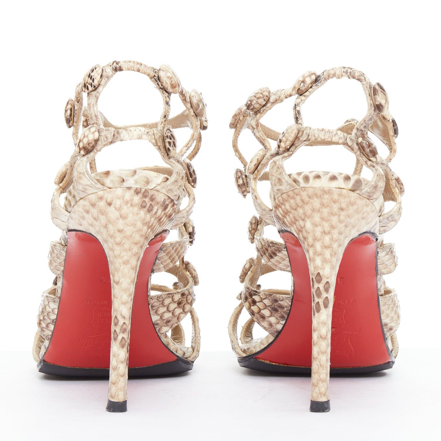Christian Louboutin CHRISTIAN LOUBOUTIN Neuron 100 scaled leather cage gladiator sandals EU37.5 Size US 7.5 / IT 37.5 - 5 Thumbnail