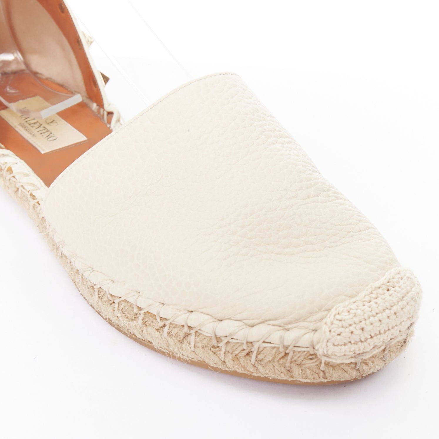 Valentino VALENTINO Rockstud cream leather gold stud double espadrille flats EU37 Size US 7 / IT 37 - 7 Thumbnail