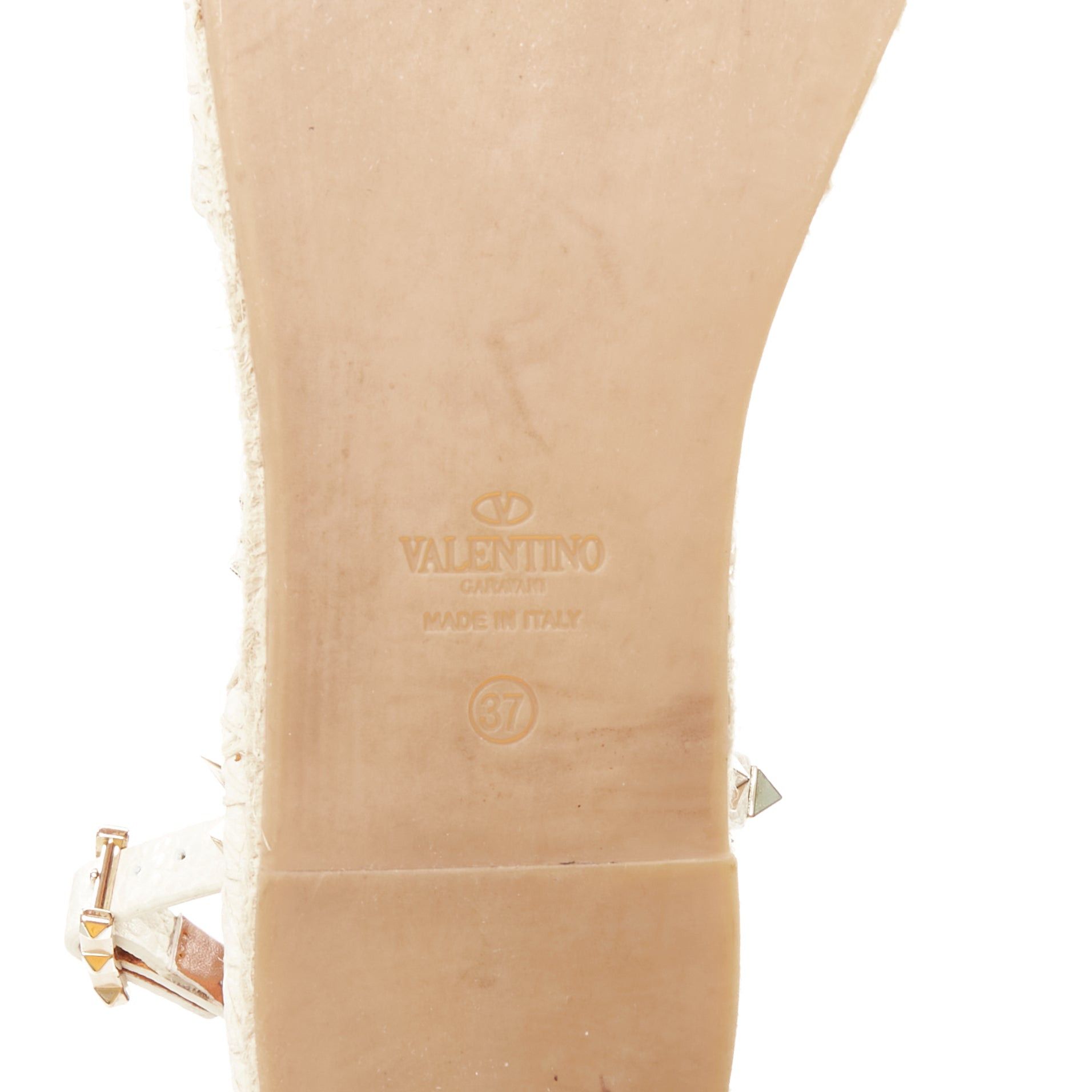 Valentino VALENTINO Rockstud cream leather gold stud double espadrille flats EU37 Size US 7 / IT 37 - 10 Thumbnail