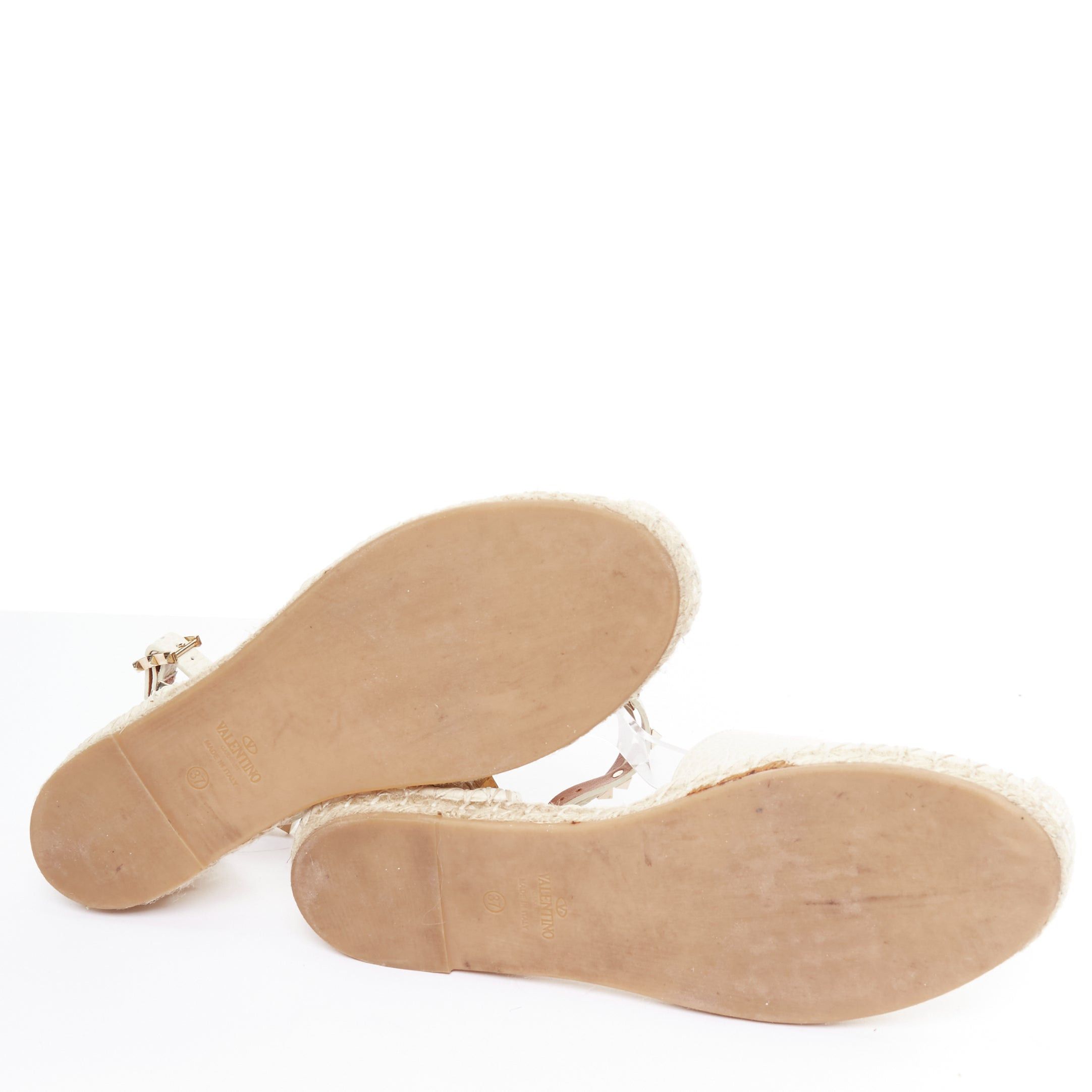 Valentino VALENTINO Rockstud cream leather gold stud double espadrille flats EU37 Size US 7 / IT 37 - 11 Thumbnail