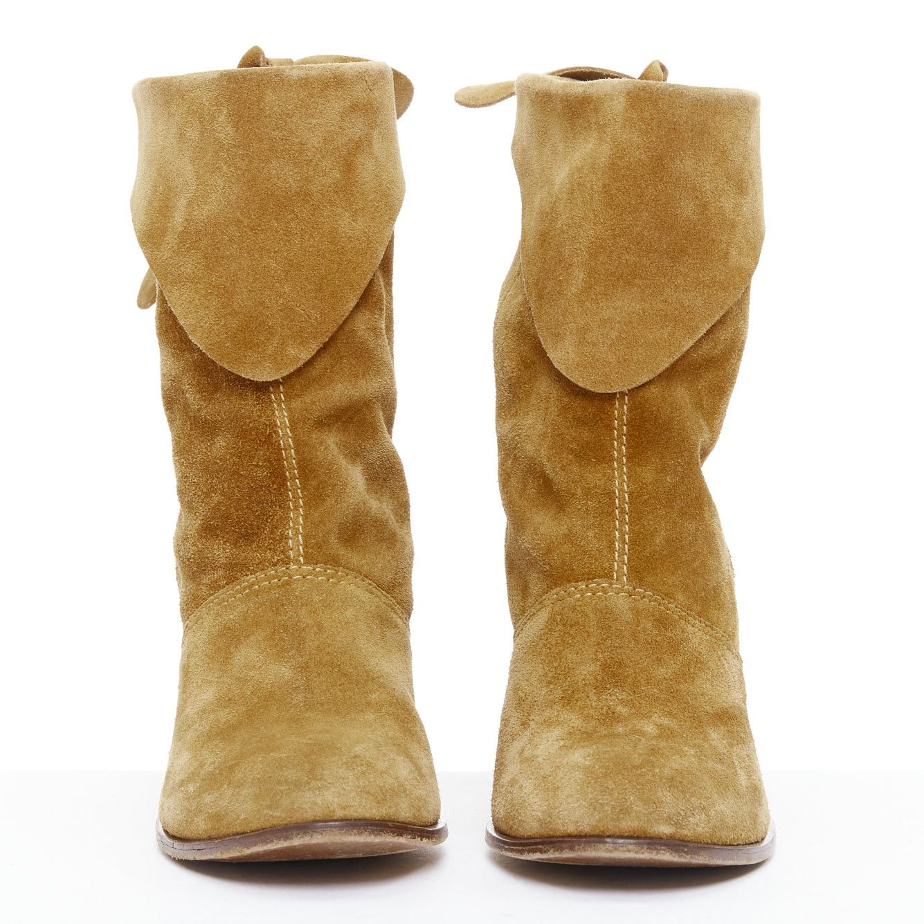 Marc Jacobs MARC JACOBS tan suede bow tie back slouchy western boots EU37.5 Size US 7.5 / IT 37.5 - 3 Thumbnail
