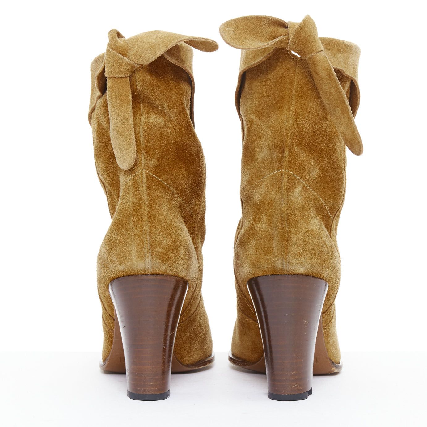 Marc Jacobs MARC JACOBS tan suede bow tie back slouchy western boots EU37.5 Size US 7.5 / IT 37.5 - 5 Thumbnail