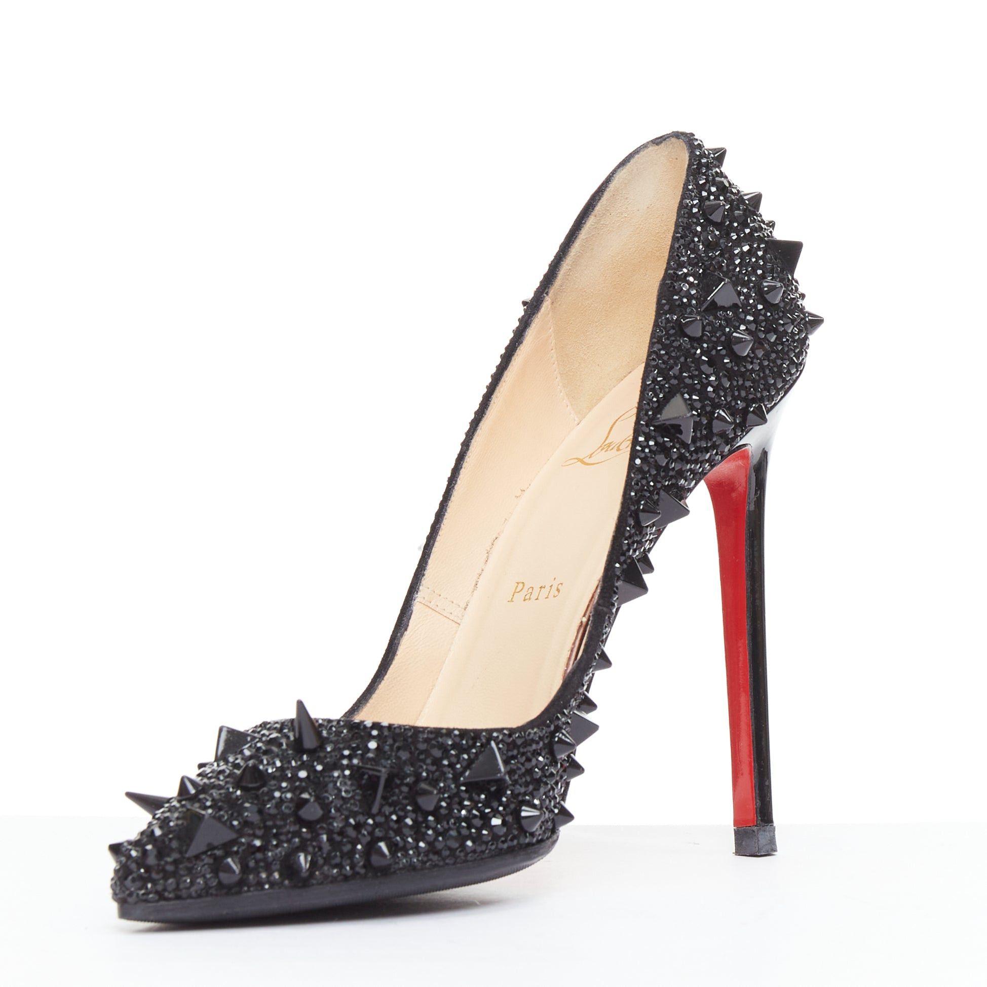 Christian Louboutin CHRISTIAN LOUBOUTIN Pigalili Potpourri Fifi 120 black spike strass pumps EU37 Size US 7 / IT 37 - 4 Thumbnail