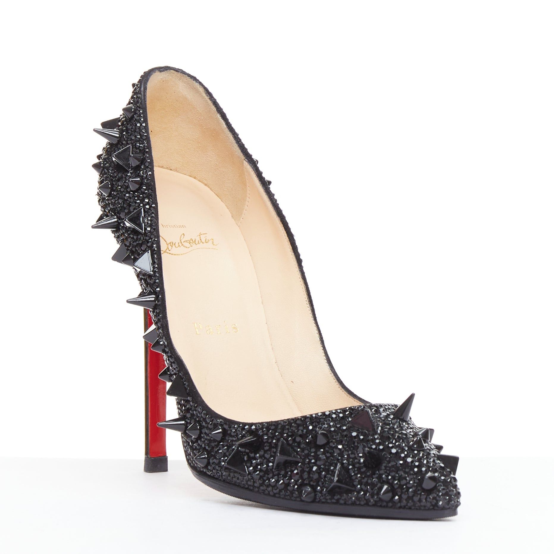 Christian Louboutin CHRISTIAN LOUBOUTIN Pigalili Potpourri Fifi 120 black spike strass pumps EU37 Size US 7 / IT 37 - 2 Thumbnail