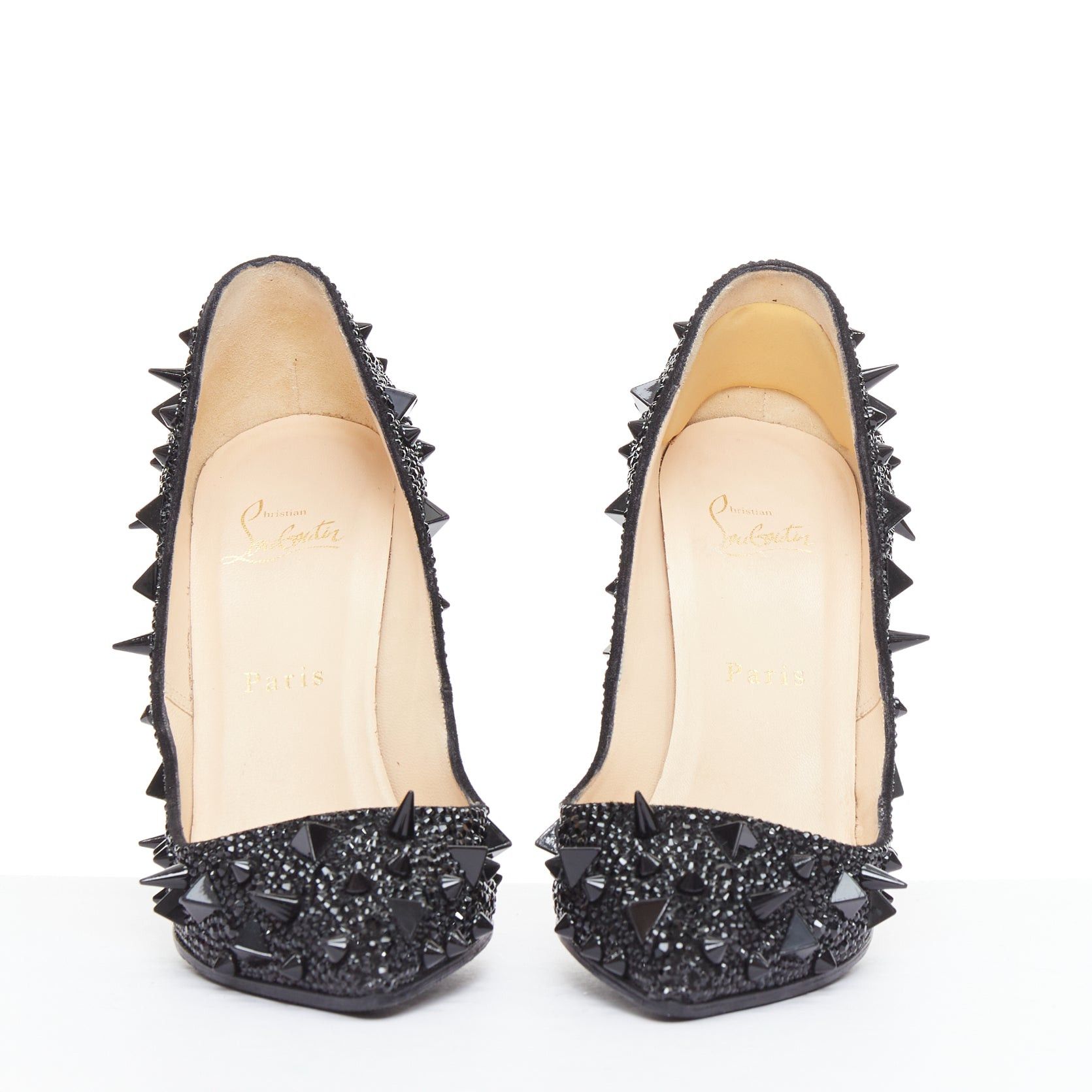 Christian Louboutin CHRISTIAN LOUBOUTIN Pigalili Potpourri Fifi 120 black spike strass pumps EU37 Size US 7 / IT 37 - 3 Thumbnail