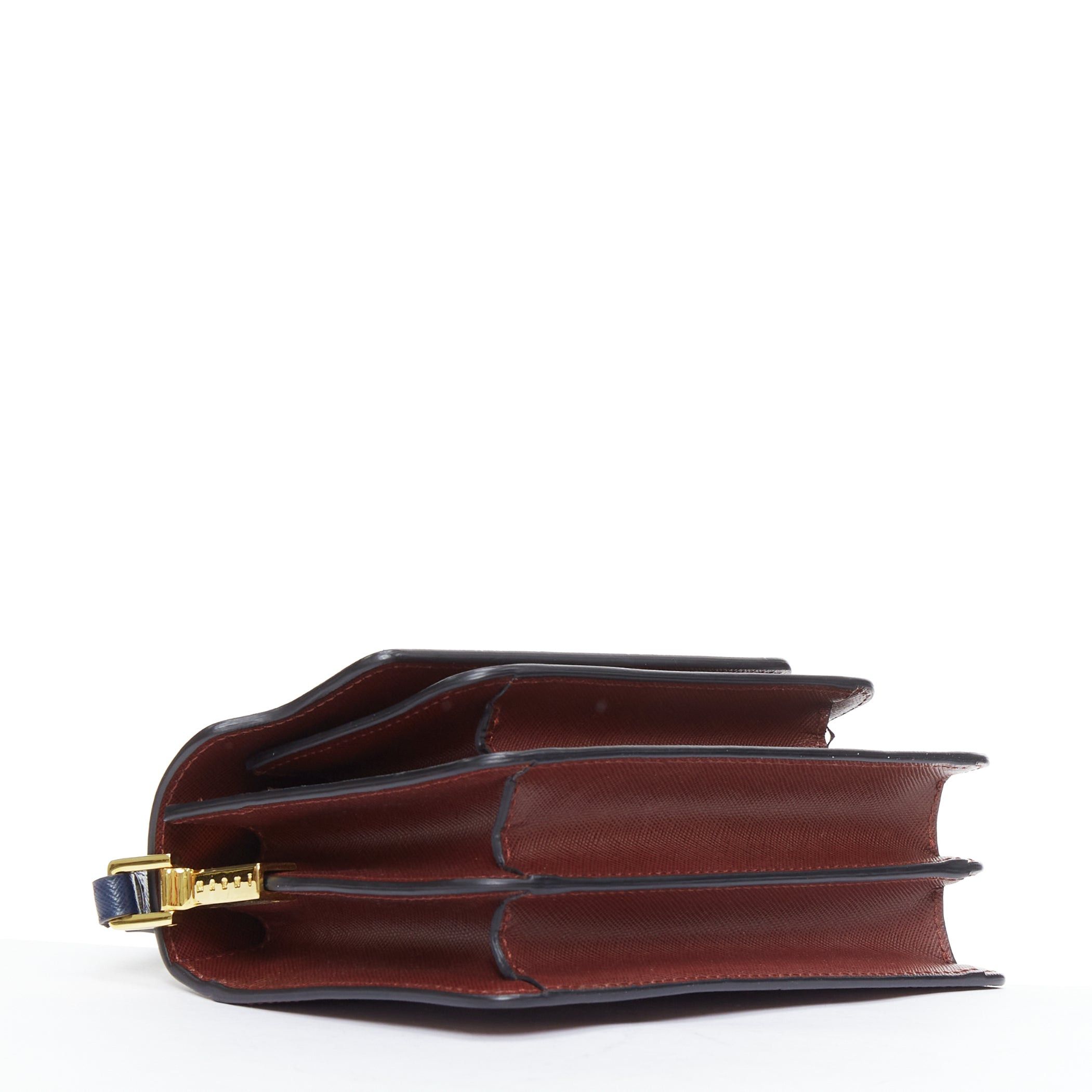 Marni MARNI Trunk navy burgundy textured leather clasp crossbody bag Size ONE SIZE - 6 Thumbnail