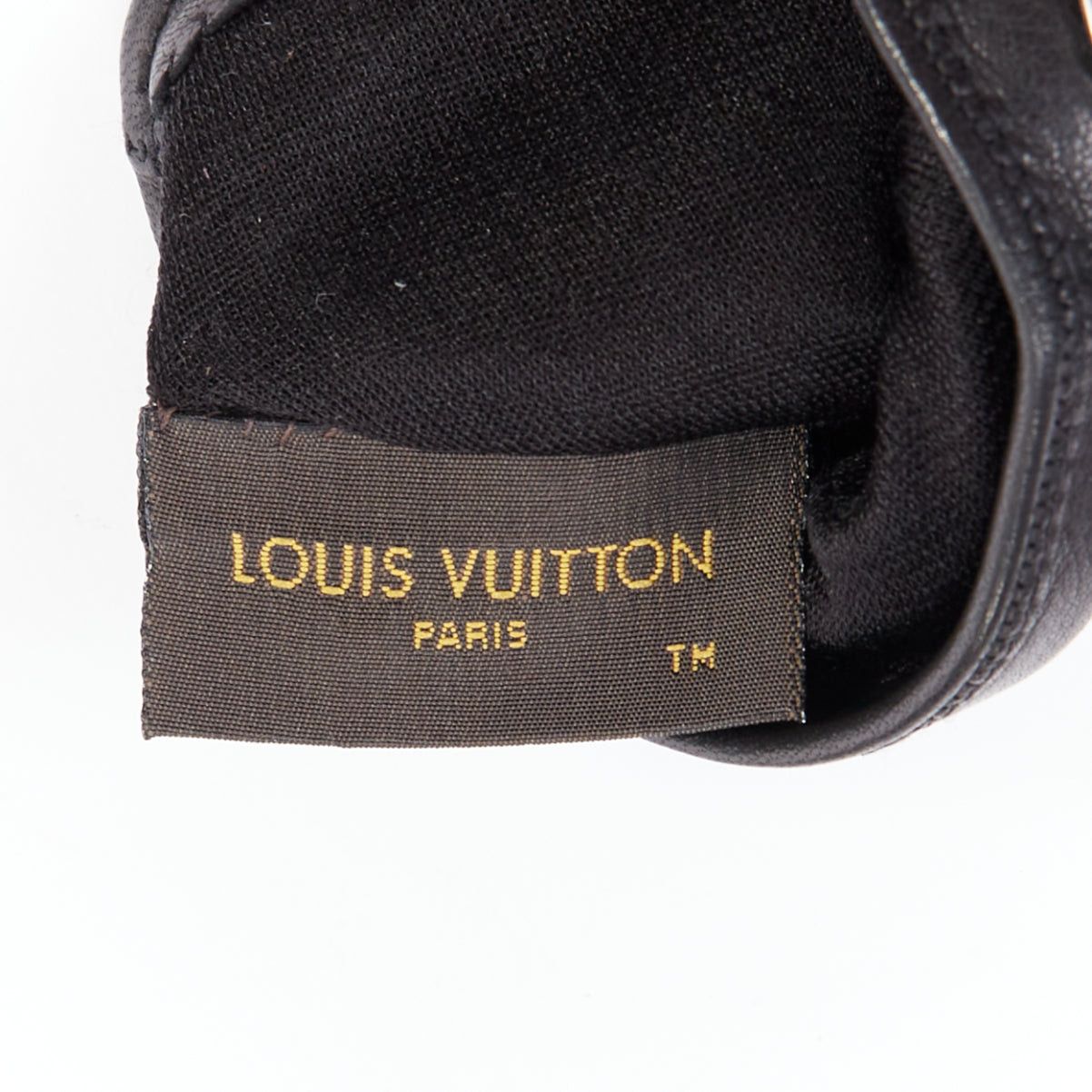 Louis Vuitton LOUIS VUITTON black leather gold silver trapeze stud short gloves Size ONE SIZE - 5 Thumbnail