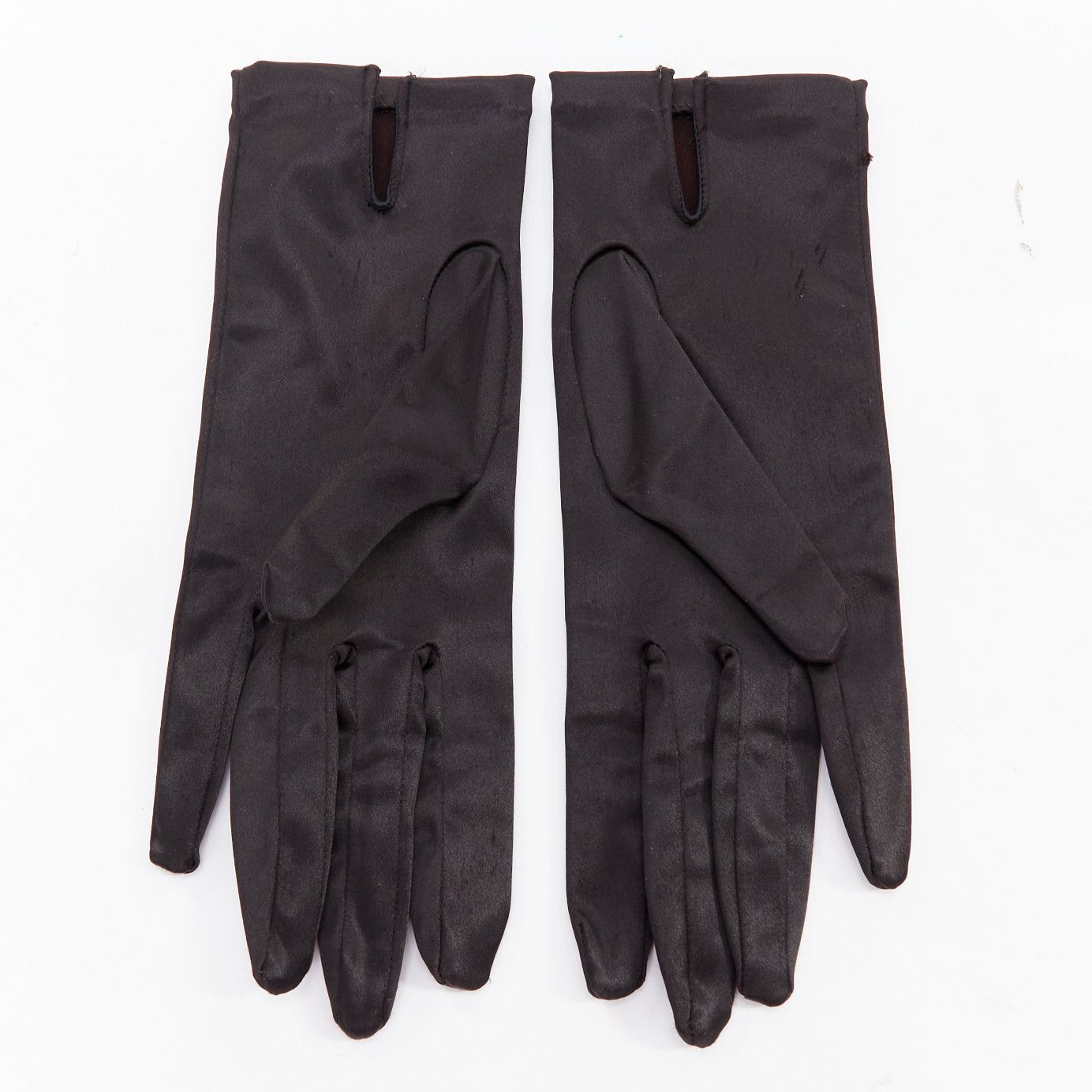 Giorgio Armani GIORGIO ARMANI black satin classic short evening gloves Size ONE SIZE - 2 Thumbnail