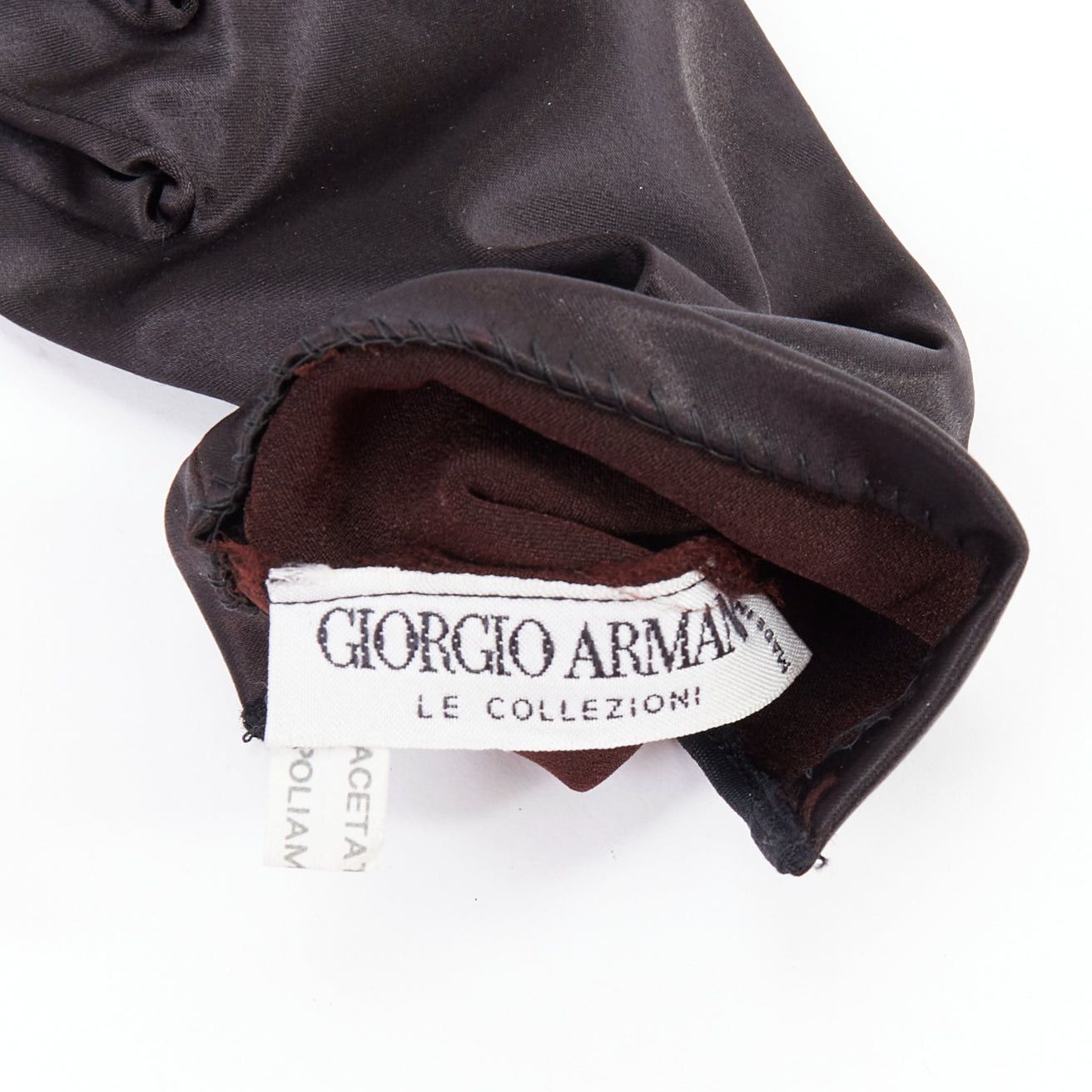 Giorgio Armani GIORGIO ARMANI black satin classic short evening gloves Size ONE SIZE - 5 Thumbnail