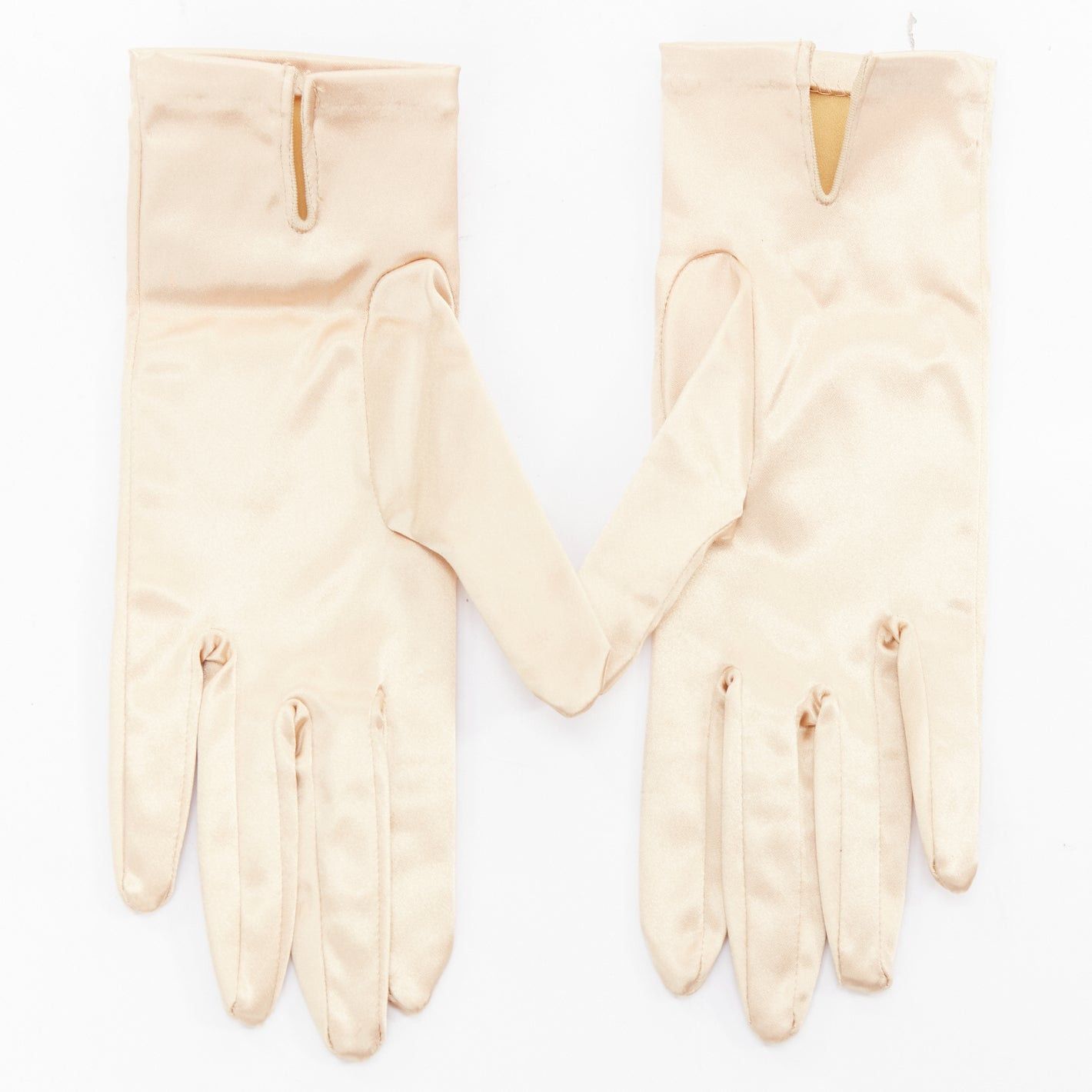 Giorgio Armani GIORGIO ARMANI champagne gold satin short evening gloves Size ONE SIZE - 2 Thumbnail
