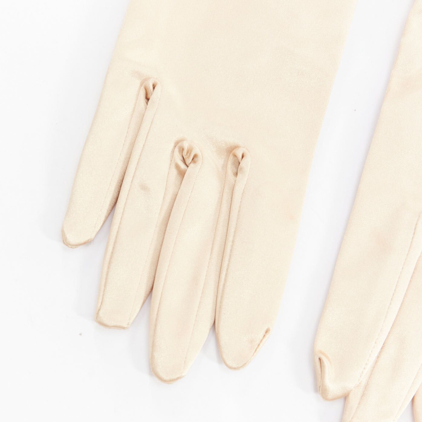 Giorgio Armani GIORGIO ARMANI champagne gold satin short evening gloves Size ONE SIZE - 3 Thumbnail